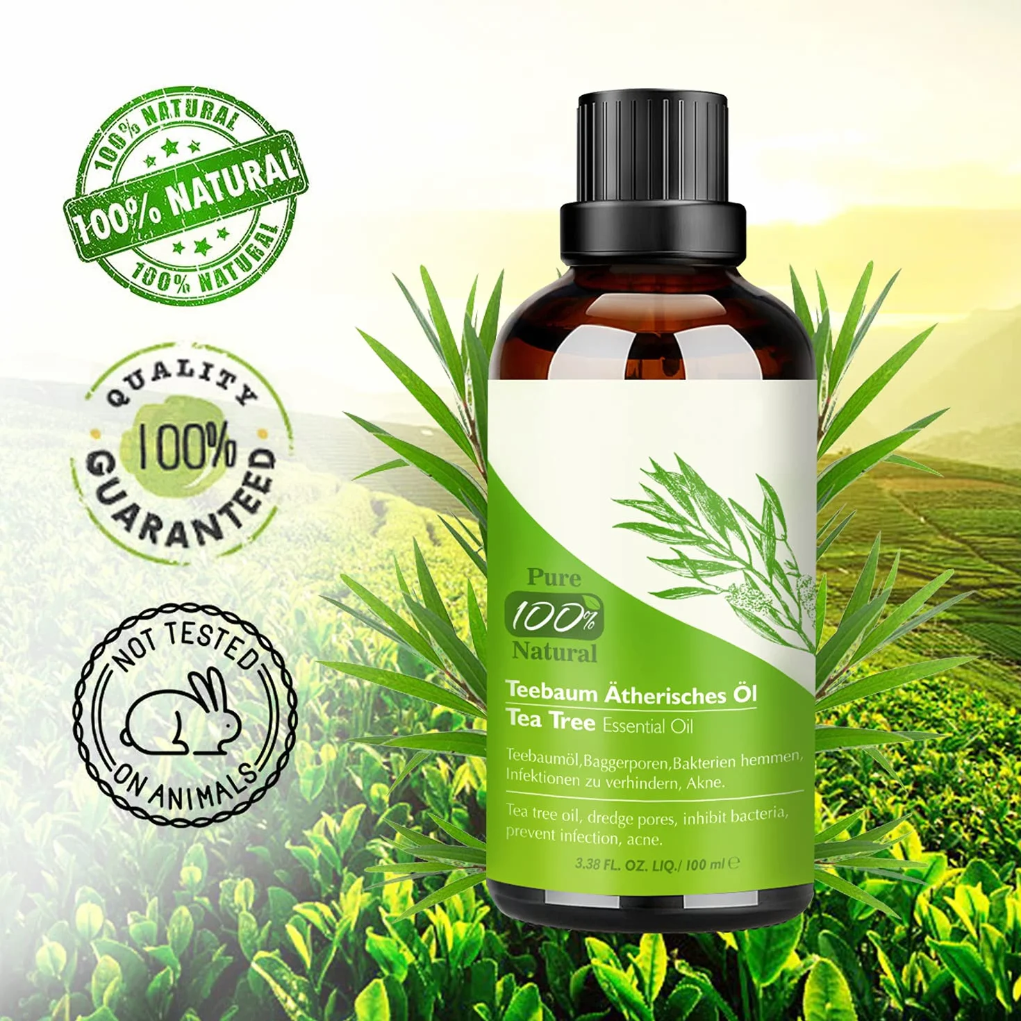 Aifanciey Tea Tree Oil 100 ML Olio Essenziale Puro Anti Acne Brufoli Capelli Corpo