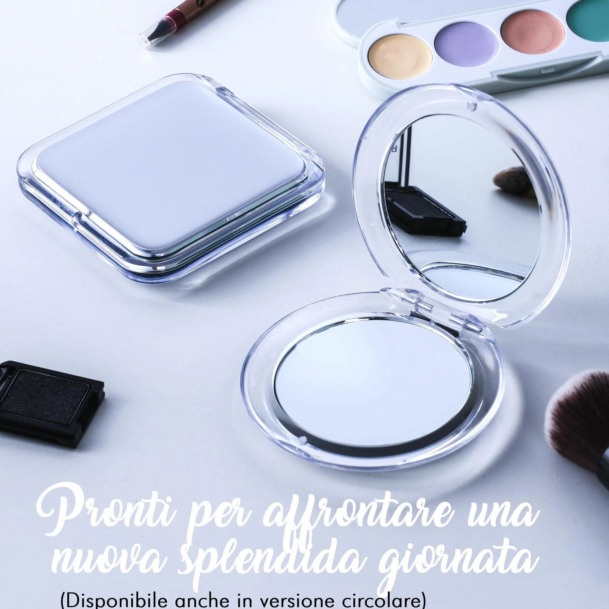 MIRRORVANA Miroir grossissant 10X compact pliable poche sac à main voyage maquillage argenté