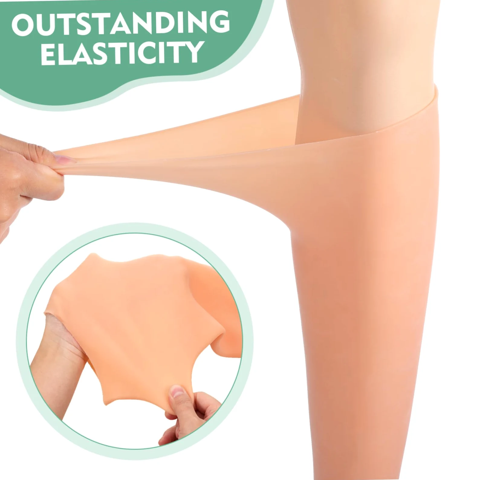 Calze Idratanti per Piedi Lunghe Sebs, 1 Paio, Kaki | Copertura Completa per Dita e Cuticole, Uso su Pelle Secca in Inverno, Elastiche per Donne e Ragazze