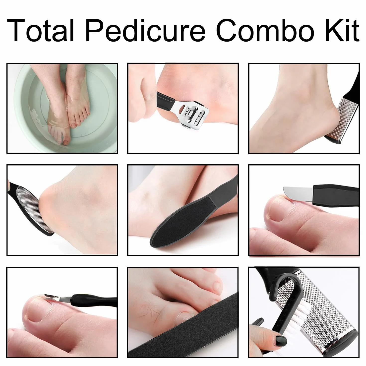 Kit Pedicure Professionale 10 Pezzi in Acciaio Inossidabile, Set Rimuove Pelle Dura
