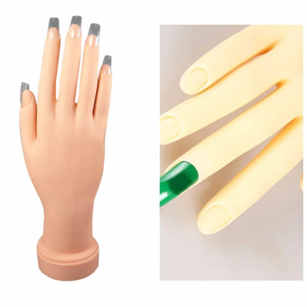 Morbida per Manicure Dito di Formazione,Mano Modello Plastica Pratica Nail Art Manicure Dito Con la Staffa Può Essere Piegato