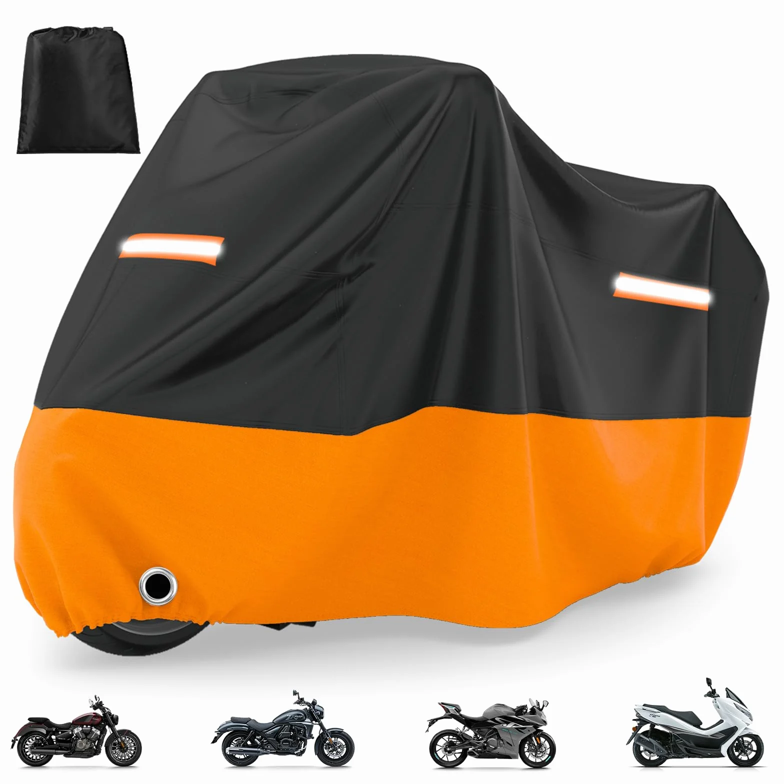 Favoto Copertura Impermeabile da Esterno XXL Antipolvere Protezione UV 245×105×125cm Nero Arancione