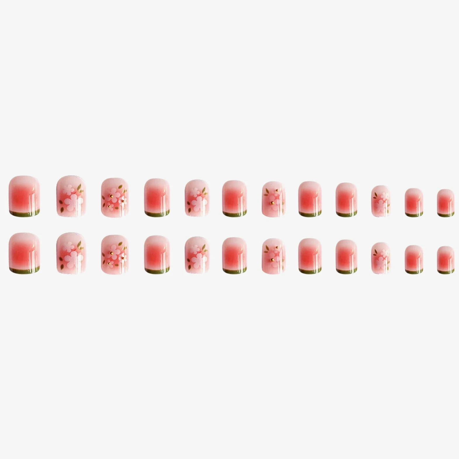 Unghie finte quadrate Copertura completa corta Colla inclusa Fiori di ciliegio francese Premere sulle unghie 24 pezzi Suggerimenti per nail art per saloni di bellezza e donne Nail art fai-da-te