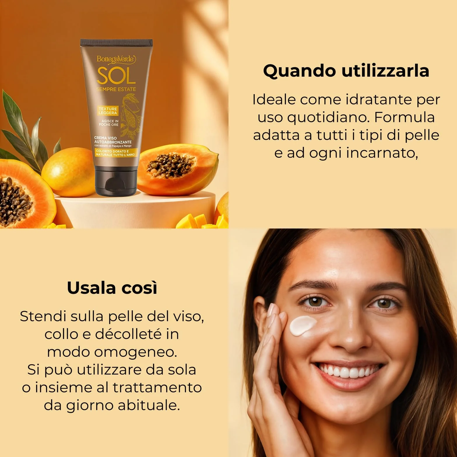 Bottega Verde Crema Autoabbronzante Viso Effetto Naturale 50 ml