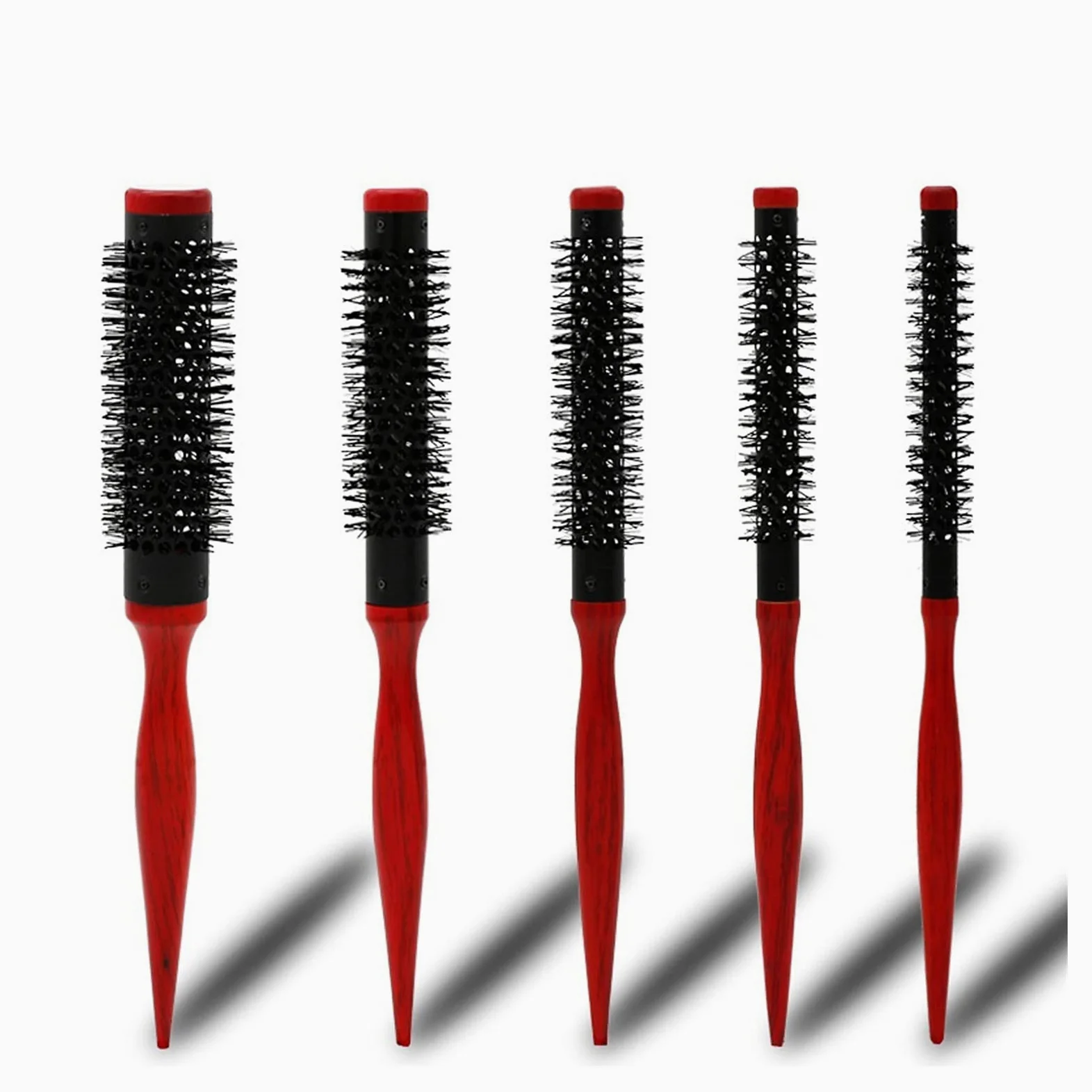 Pettini per Capelli 5pcs Setola riccia capelli spazzola for capelli in legno pennello rosso rotondo capelli pettine for capelli parrucchiere styling pettine per Pettine per Styling Donne e Uomini