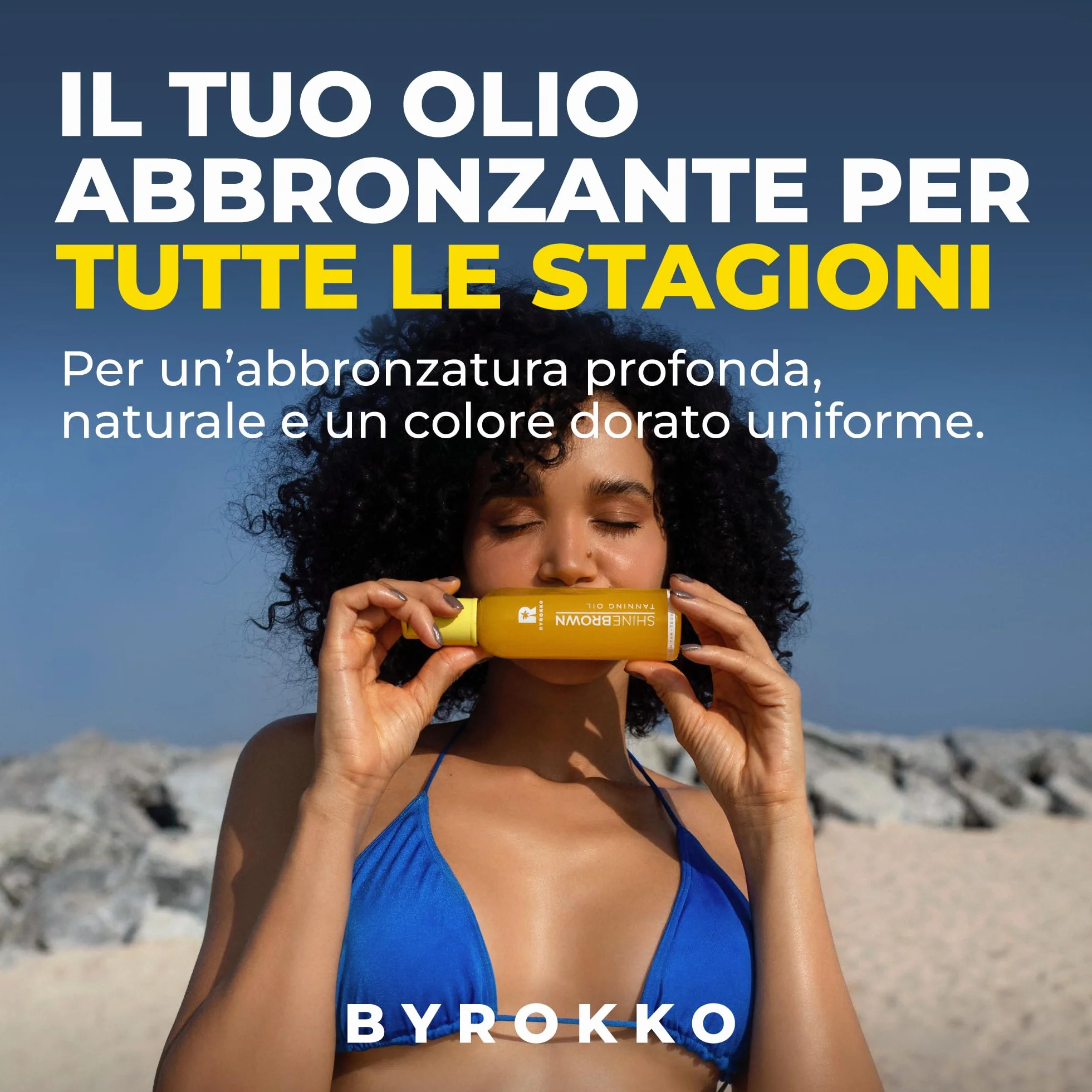 BYROKKO Shine Brown Tropical Olio Abbronzante Solare (145 ml), Acceleratore di Abbronzatura efficace al Sole e nei Lettini Solari, Olio Super Attivo per un’Abbronzatura della Massima Intensità