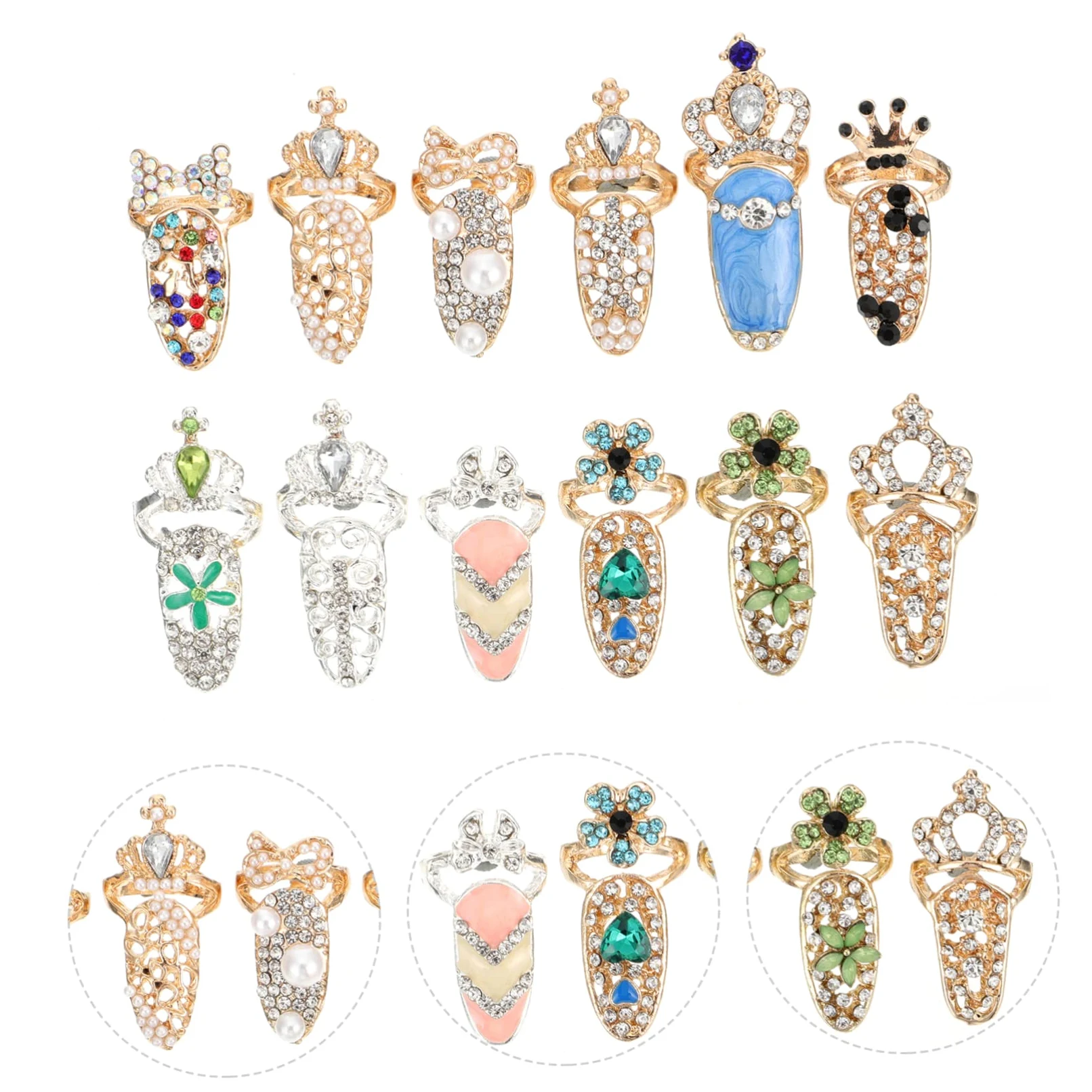 Healeved 36pezzi Anelli Per Unghie Manicure Decorazioni Fashion Accessori Per Unghie Artistiche Per Adulti e Design Elegante e Facile Da Indossare