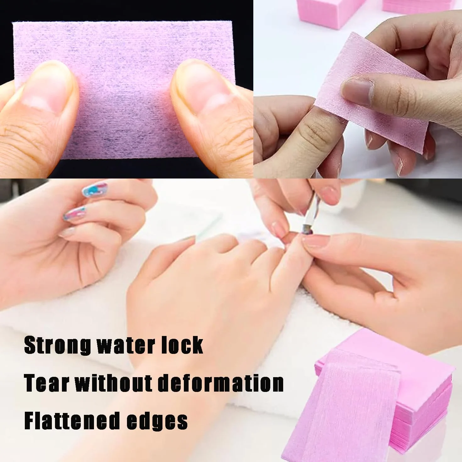 900 Pezzi Pad Unghie Senza Pelucchi, Tampone Salviette in Cotone per Unghie, Salviette per la Pulizia Senza Pelucchi per Unghie per Rimuovere Smalto e Gel(Rosa)