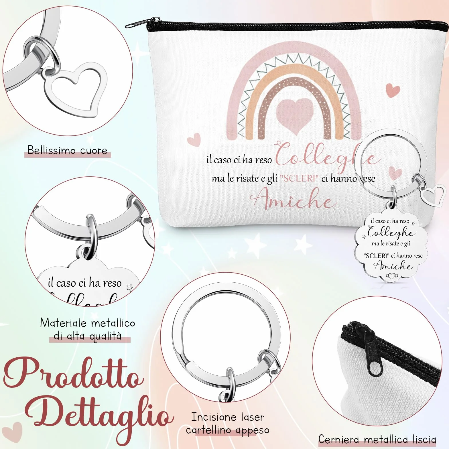 Hestya Regalo Collega Donna Borsa per Cosmetici Portachiavi Blocco Note a Spiralato Penne a Sfera Regalo di Addio Ringraziamento per Dipendenti Collega Natale Compleanno