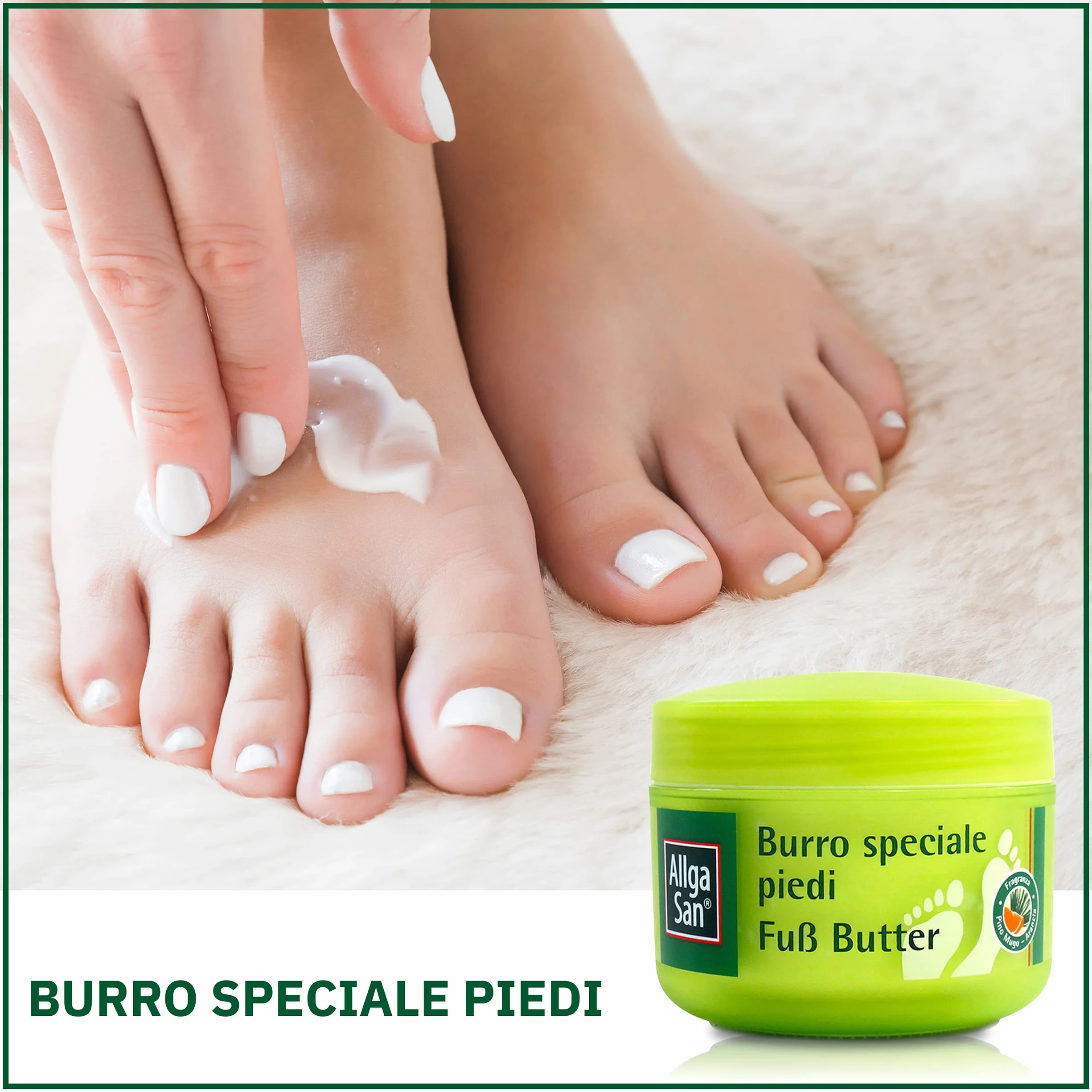 Allga San Burro Speciale Piedi Crema Piedi Secchi e Screpolati 200 ml Idratante con Burro di Karitè e Burro di Cacao