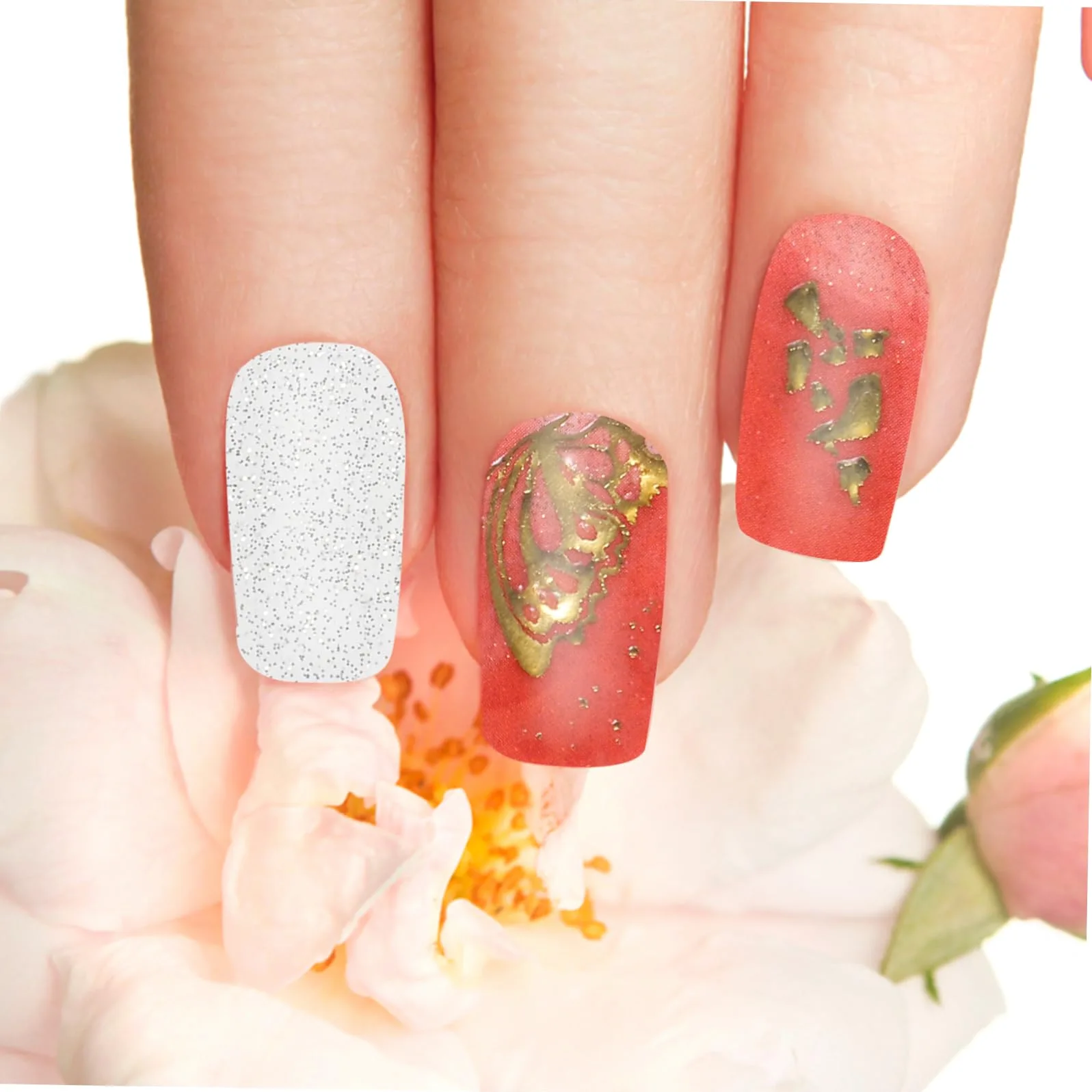 Healeved 5sets Adesivi Per Unghie Design Decorazioni Per Unghie Facili Applicare e Resistenti All Per Manicure Te