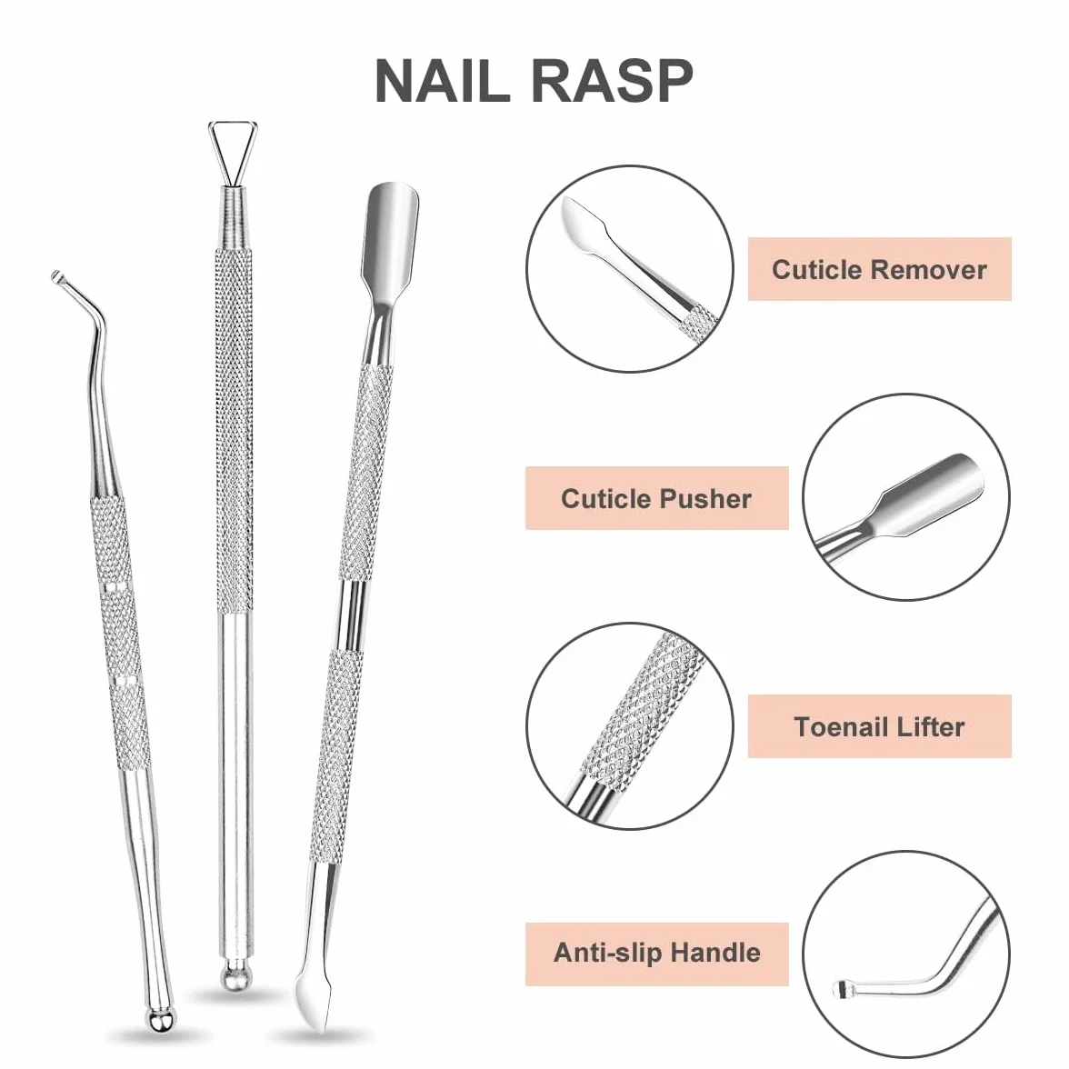 ACWOO Tronchesi per Cuticole 4 Pezzi, Taglia Cuticole Professionale Acciaio Inox per Unghie Incarnite, Kit Manicure con Spingi Cuticole