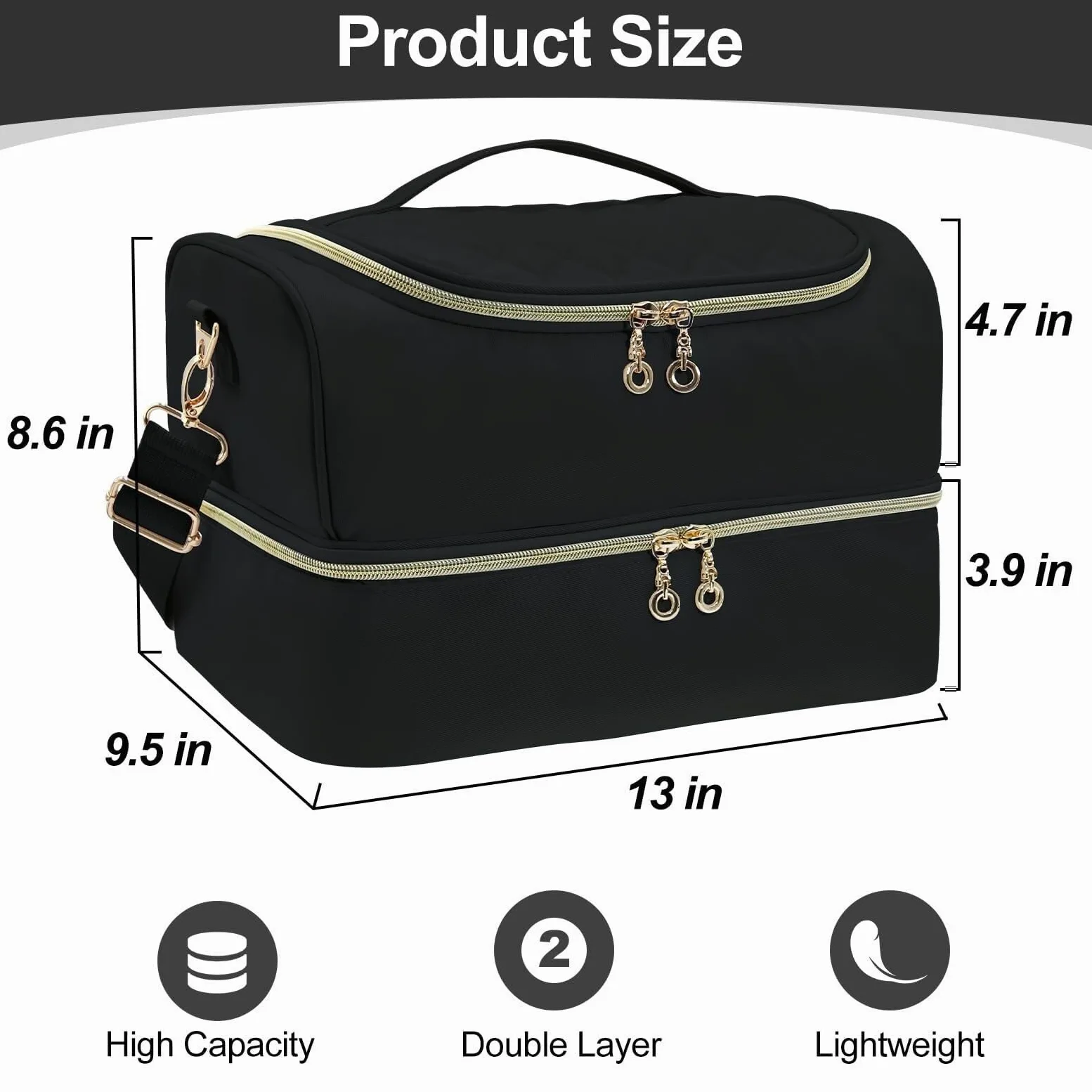 Organizzatore Smalti Borsa Portaoggetti A Doppio Strato for Unghie, Contiene 45 Flaconi Porta Smalti per Unghie(Black)