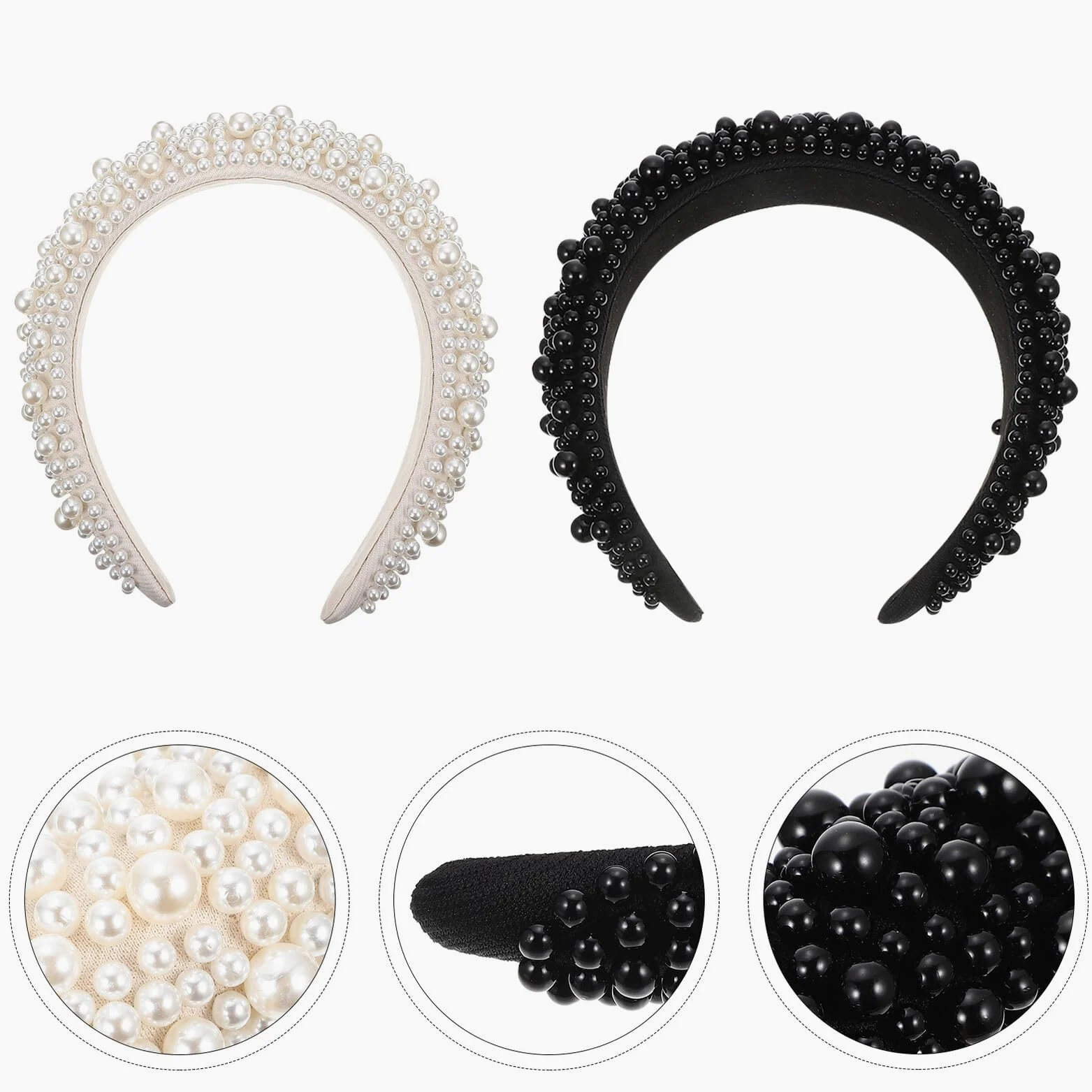 Cerchietto per Chioma con Decorazioni a Sfera 2 Pezzi in Spugna e Plastico | Leggero e Confortevole, Uso per Party e Makeup, Stile Delicato Elegante Chic