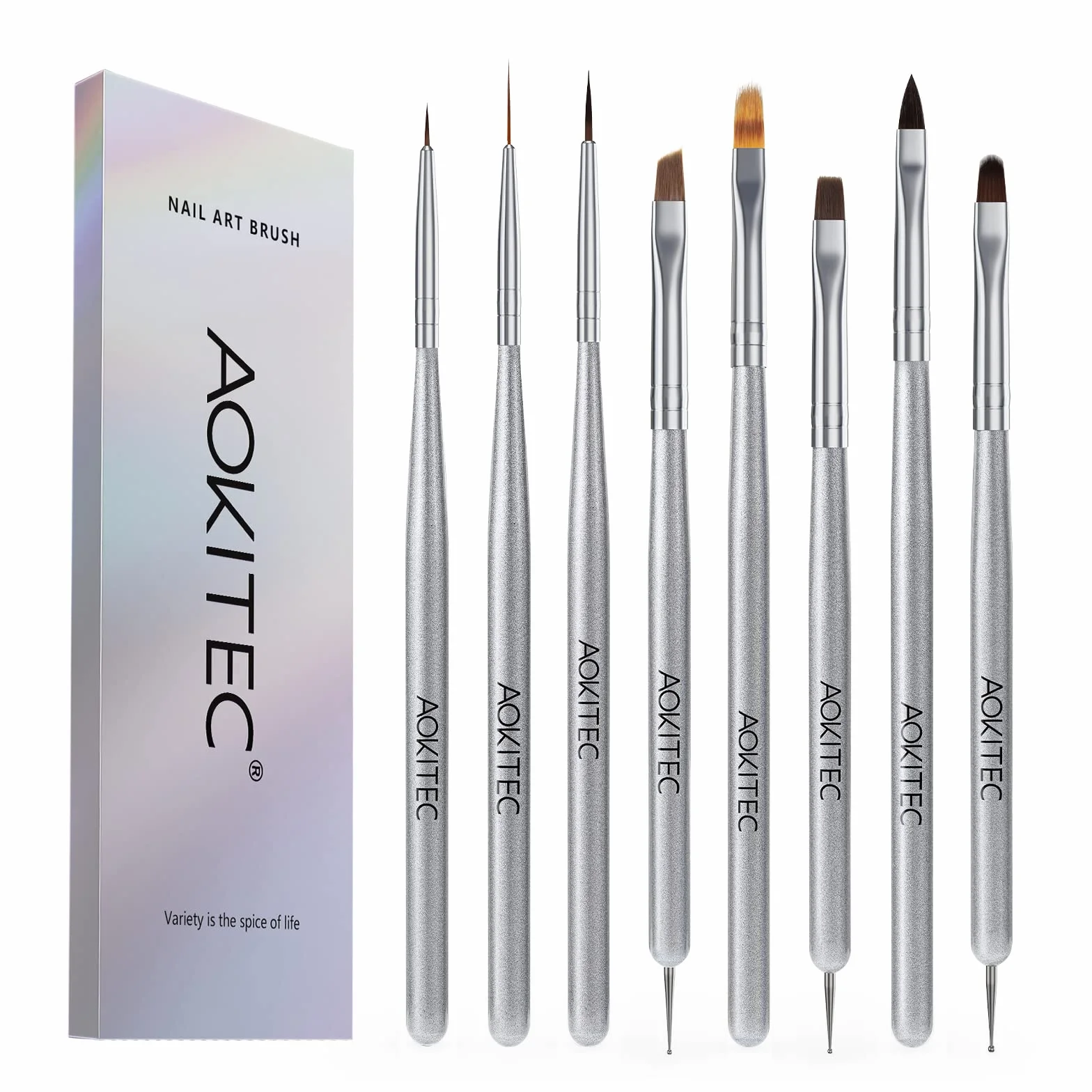 8 Pezzi Pennelli per Unghie,Aokitec pennello per Acrigel Estensione Unghie Costruttore Gel Pennello Penna Punteggiatura Linea Trazione Unghie Salone Casa Manicure DIY Donne