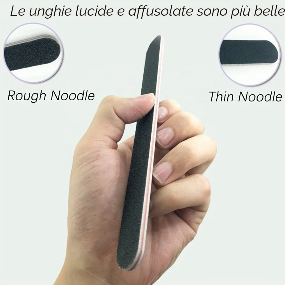 Lima per Unghie 100/180 Doppia Faccia, Set di Lime Professional Lavabili 10 Pezzi