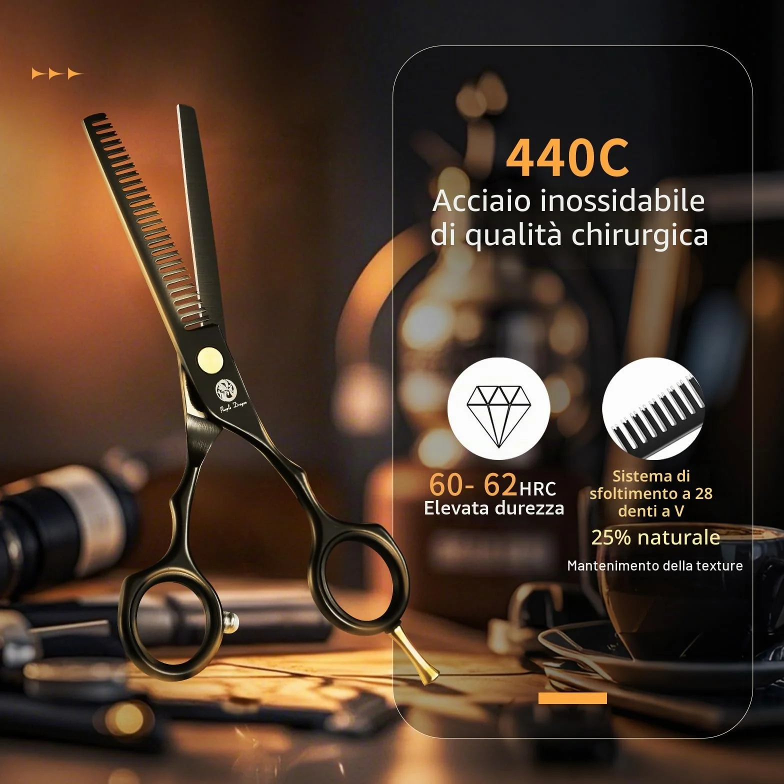 Set forbici da taglio rasoio 14 cm titanio professionale per parrucchiere barbiere sfoltire testurizzare capelli