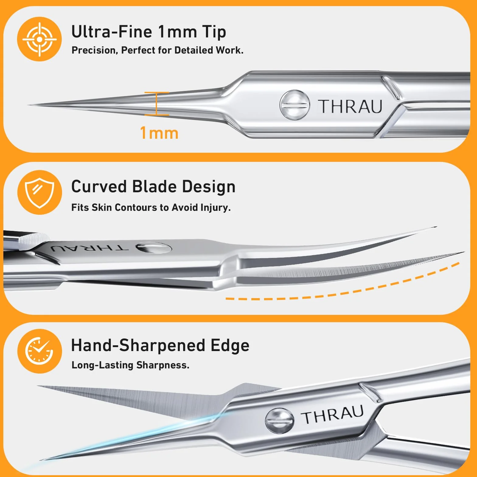Forbici per Cuticole Extra Sottili Lama Curva Manicure Pedicure Kit Cura Unghie