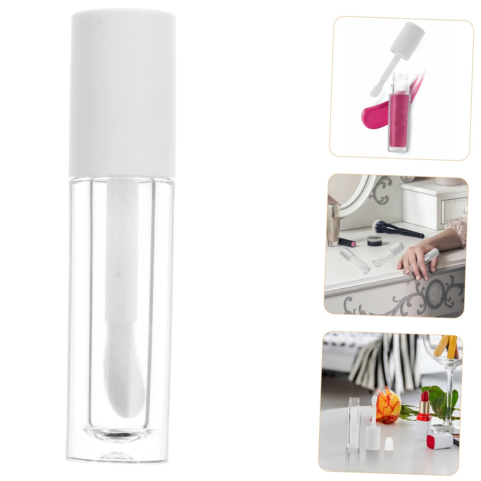 UKCOCO 10pezzi Trasparente Per Lucidalabbra Tubetto Rotondo Bianco Per Balsamo Per Labbra Per Labbra Realizzato in Materiale Abs Durevole