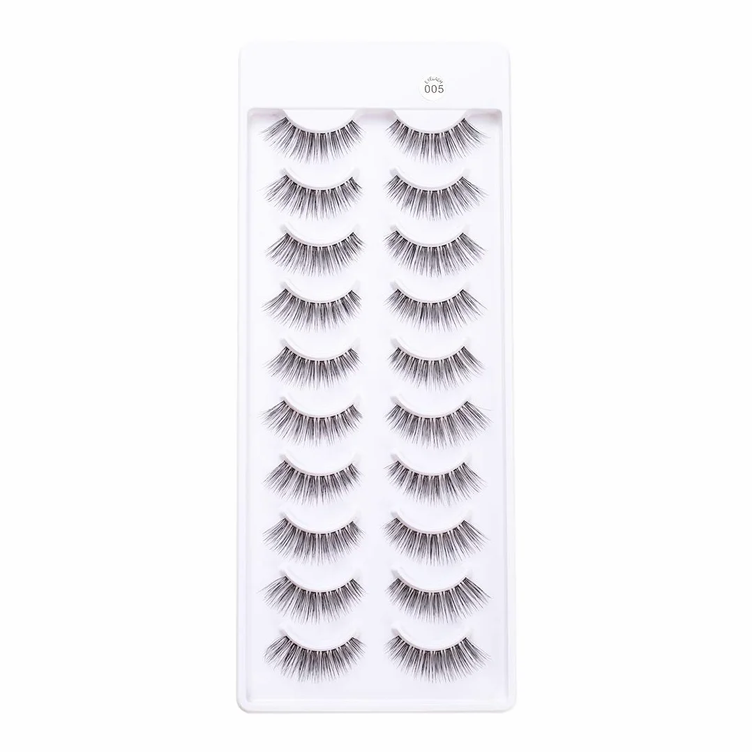 Natural 3D Wispies Ciglia Finte Fatte a Mano 10 Paia Corti Morbidi Riutilizzabili