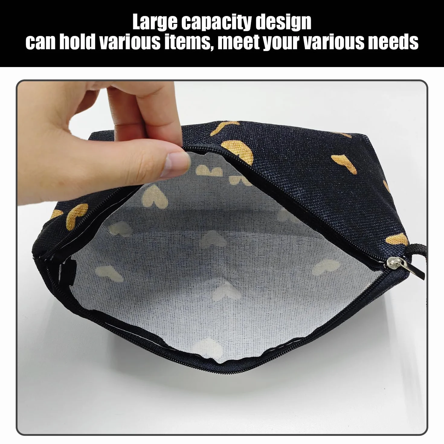 Borsa Per Cosmetici Stampata A Forma Di Cuore Da 2 Pezzi, Borsa Per Cosmetici Da Viaggio Portatile, Mini Borsa Per Cosmetici, Portamonete Con Cerniera, Borsa Per Articoli Da Toilette
