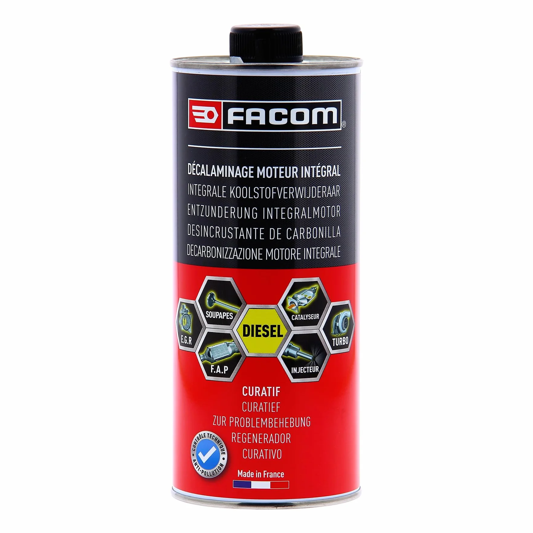 FACOM 006025 Additivo Decarbonizzante Motore Diesel – Trattamento Curativo – Pulizia EGR, Turbo, Catalizzatore e Filtro Antiparticolato (FAP), 1L