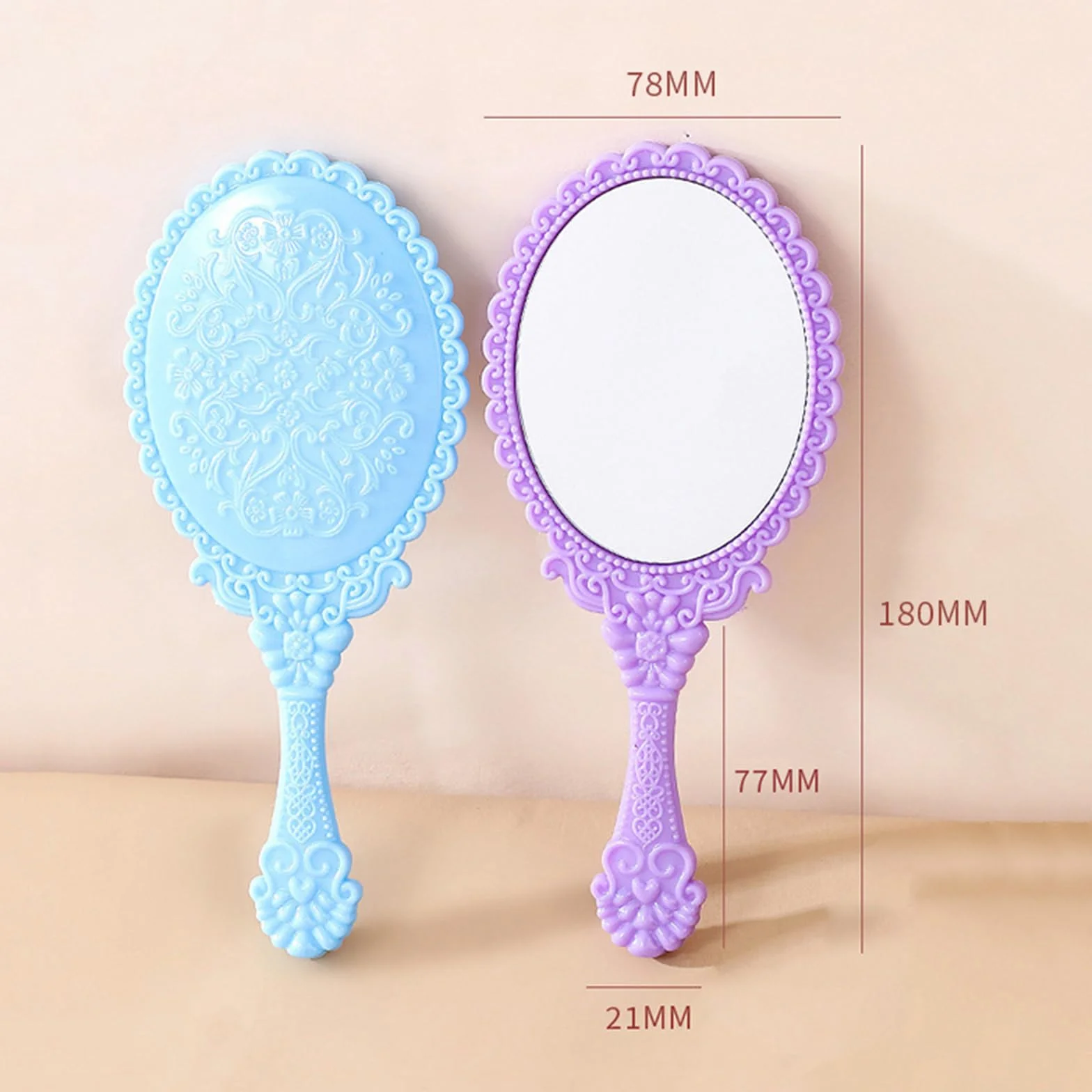 6PCS Specchietti Trucco con Manico per Viaggi Specchi Cosmetici Portatili, Casa e Campeggio - Colori Vivaci e Resistenti - 7 Pollici Lungo