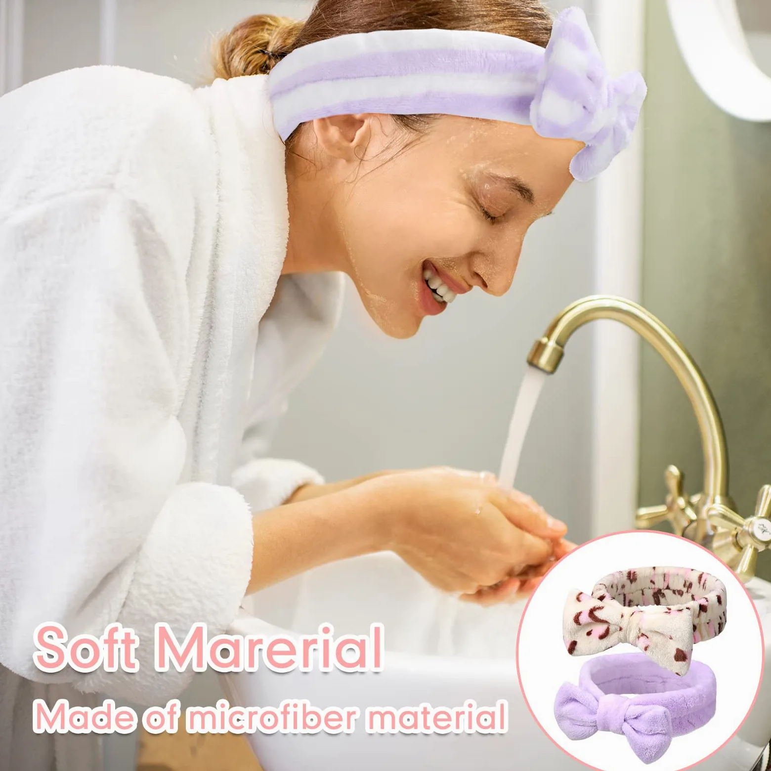 Giegxin 48 fasce per capelli con fiocco, fascia per capelli per il trucco del viso e per il trucco del viso e della peluche, per donne che lavano il viso, la pulizia della doccia, 24 stili