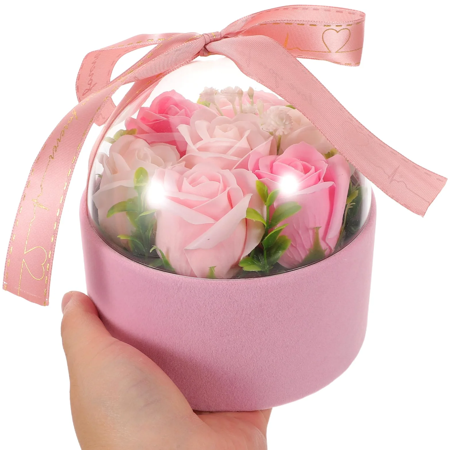 Toyvian 4 Pezzi Rose di Sapone Profumate Rosa in Scatola Regalo Elegante | Fiori Decorativi Creativi, Freschezza Delicata e Duratura, per Mamma o Fidanzata, Natale e San Valentino