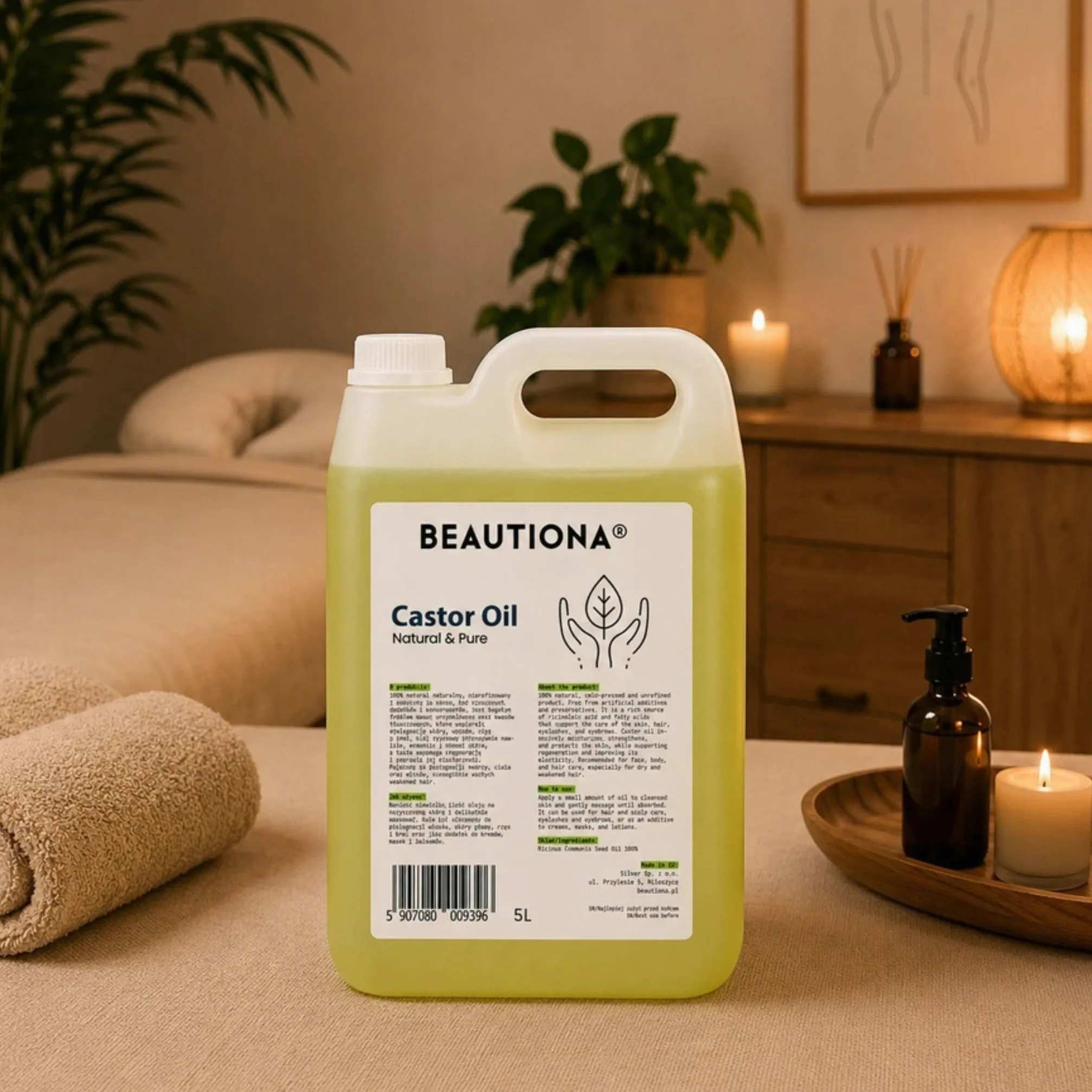 Olio di ricino da 5 l, spremuto a freddo, non raffinato, olio cosmetico