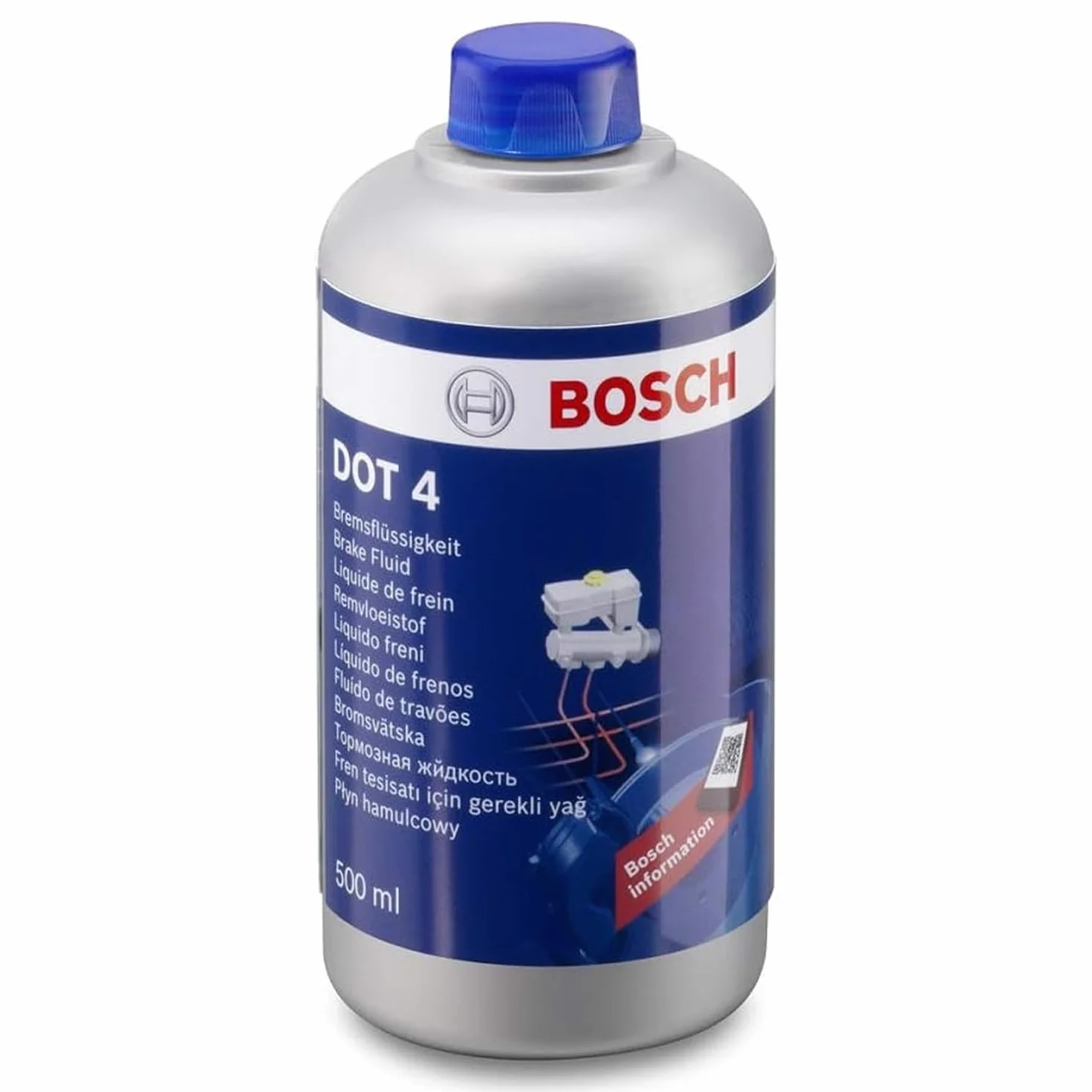 Liquido Freni Bosch DOT 4, 0,5 L – Per veicoli prodotti prima del 2010 – Adatto per freni ABS di prima generazione