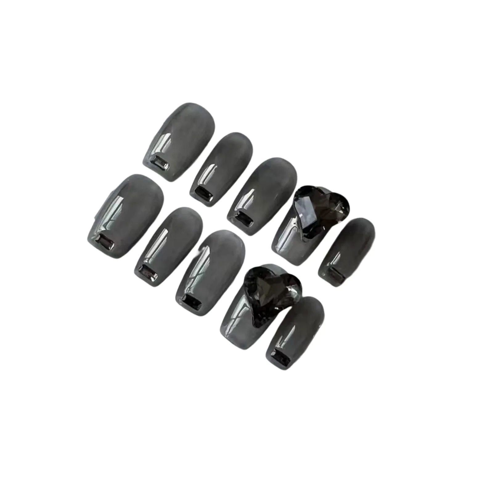 Bling Press on Nails, Unghie finte con finitura riutilizzabile di lusso, Nail Art fatta a mano con design di manicure con licenza (S, B) (EL)