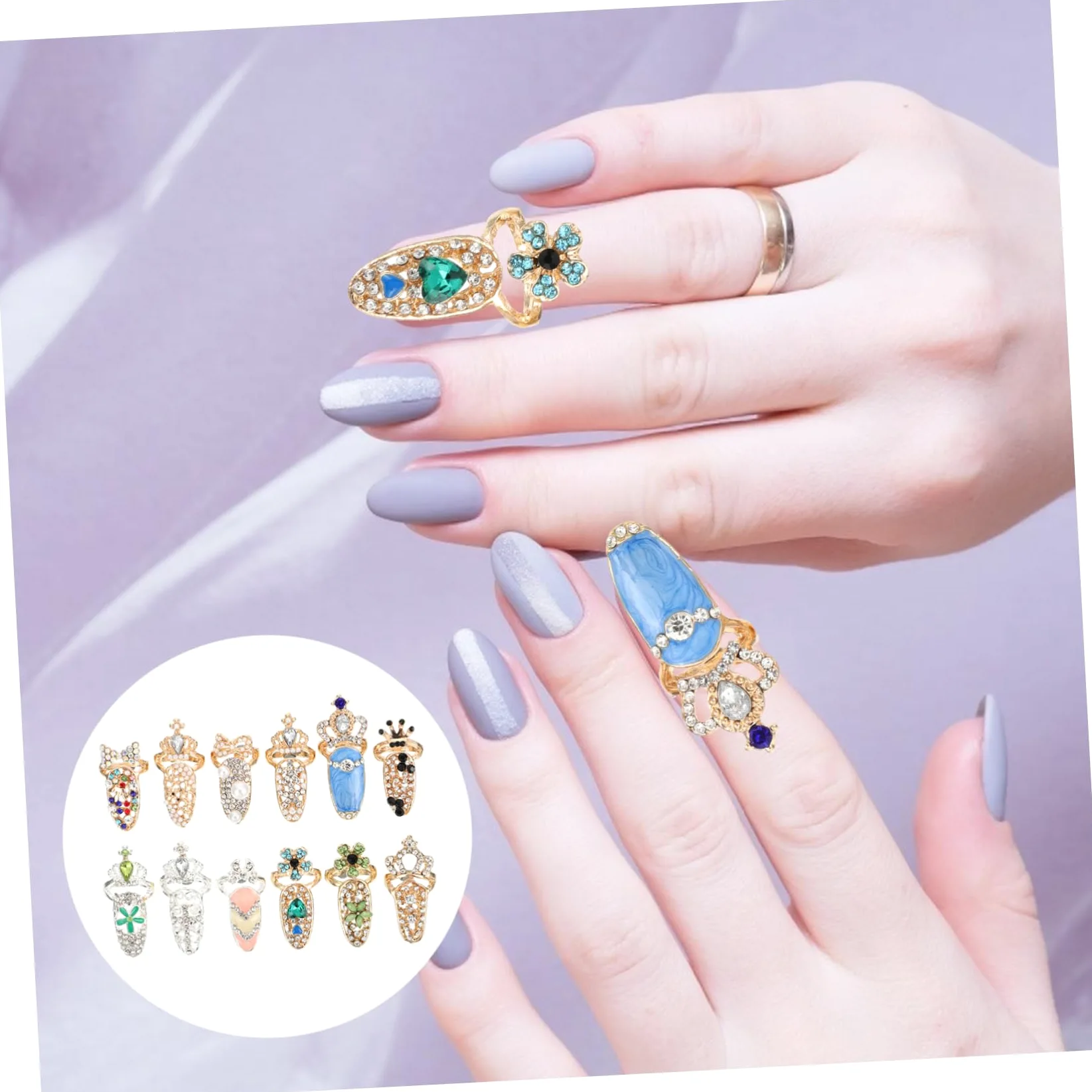 FOMIYES 2 Set Di Ciondoli Per Unghie Per Donne Decorazioni Per Manicure Robusti Gioielli Per Unghie Facile Applicazione 12 Pezzi * 2