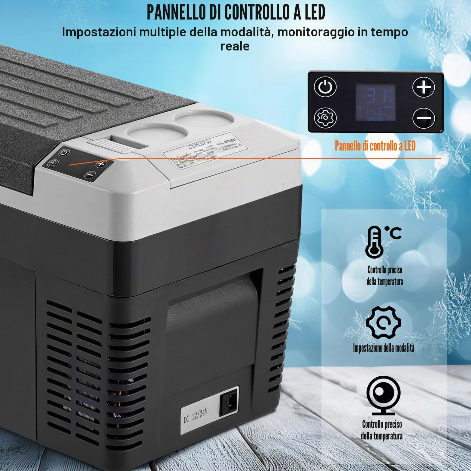 VEVOR Frigorifero Portatile 12V 25L Compressore Area Singola -20~20℃
