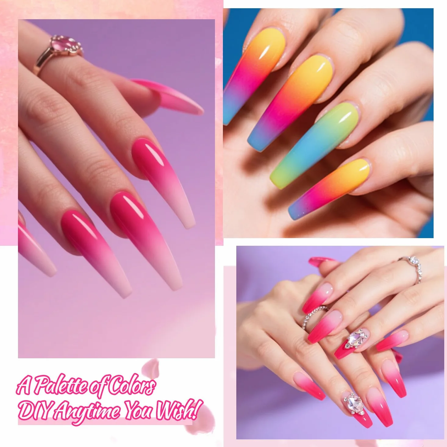 Ombre Gel Nail Polish, 24 colori Ombre Gel adatto per tonalità di smalto per unghie, facile da colorare, effetto duraturo, può realizzare nail art fai da te a casa (24OG-2)