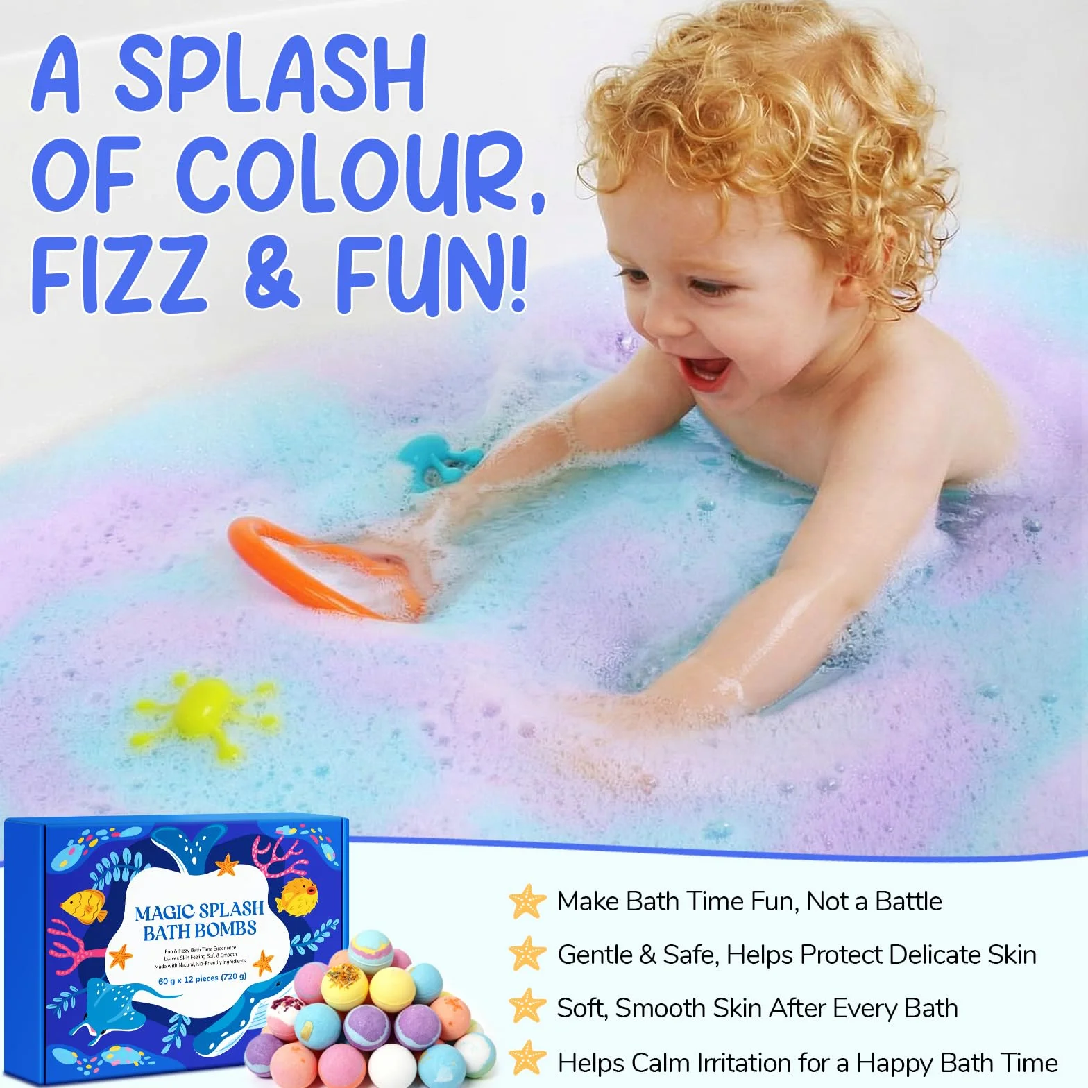 Bombe da bagno con sorpresa, 12PCS Bombe da bagno bambini, bombe da Bagno in Schiuma Organica Naturale, Regali per Ragazzi e Ragazze,bath bomb gift