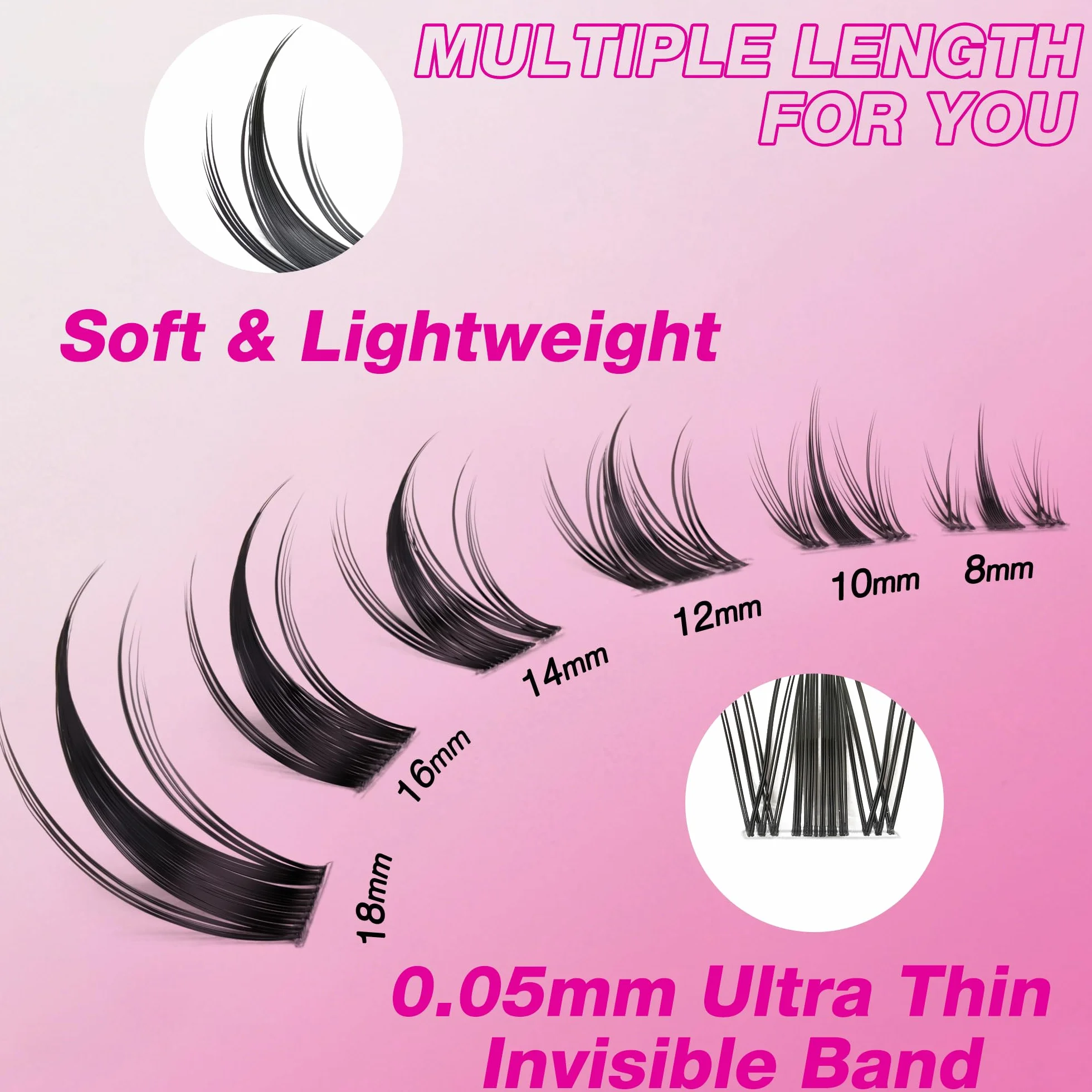 VEYESBEAUTY Lash Extension Kit Ciglia Finte Ciuffetti 8-18mm Bond Remover