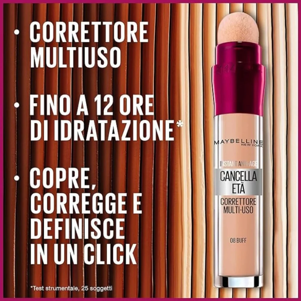 Maybelline New York Correttore Multi-Uso 01 Light 6,8 ml Idratante Coprenza Modulabile Imperfezioni Occhiaie Bacche di Goji Haloxyl
