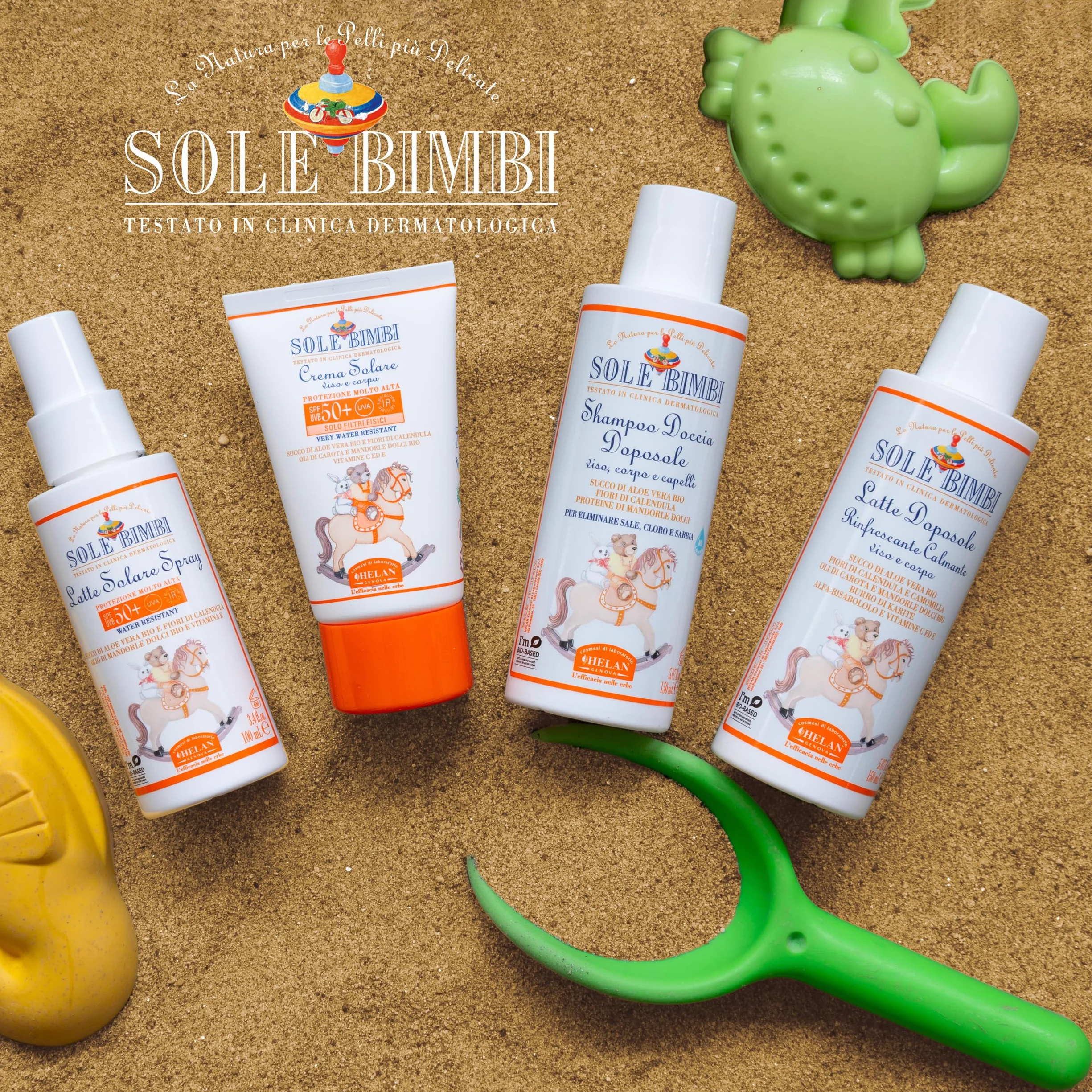 Helan, Sole Bimbi - Doposole Bambini e Neonati Lenitivo con Vitamina E e Olio di Mandorle Dolci, Crema Doposole Corpo Idratante con Burro di Karitè e Aloe Vera, Dopo Sole Calmante con Camomilla 150 ml