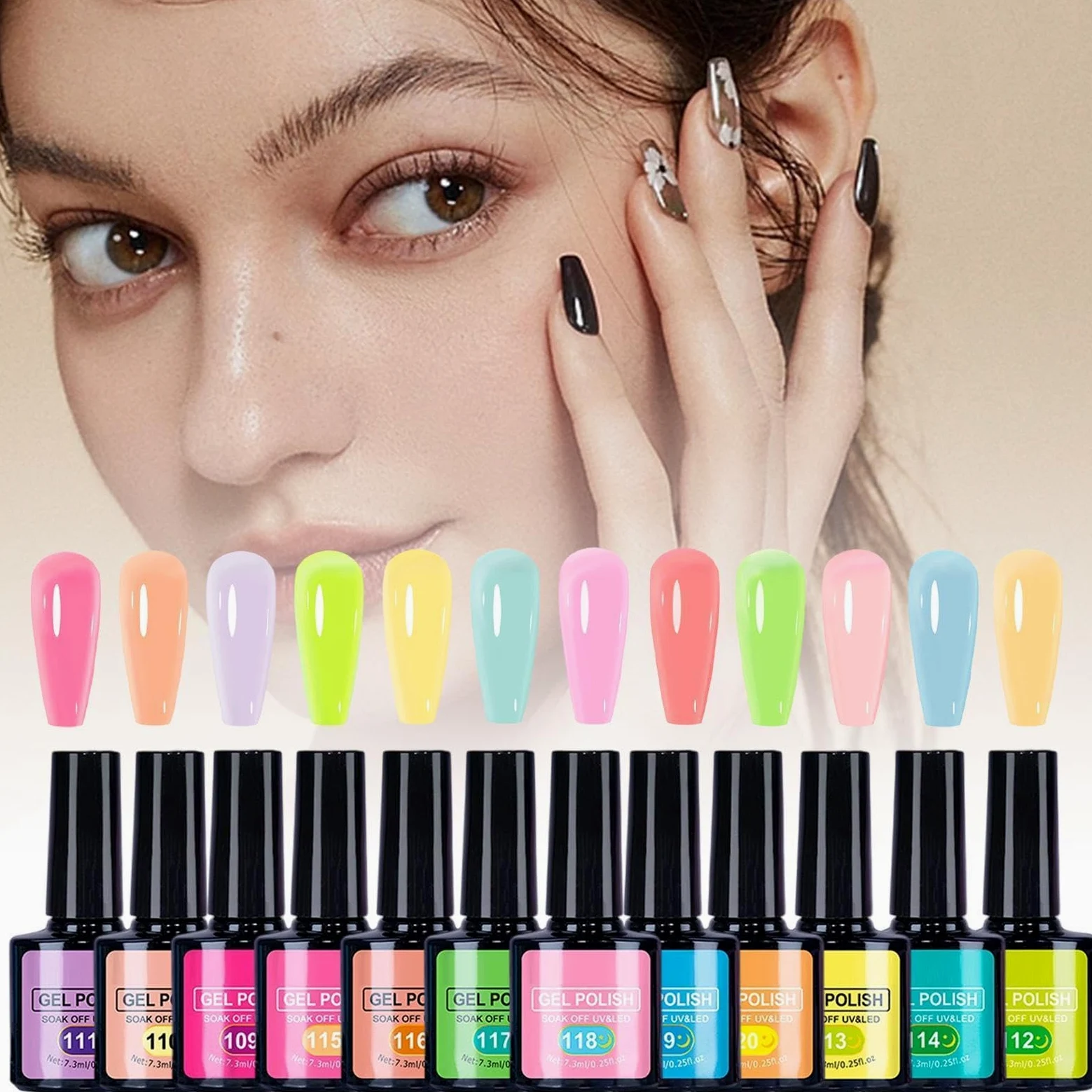 Smalto gel luminoso 12 Pezzi Luminosi Durevoli Portatili | Gel Unghie con Effetto Luminoso Brillante da Donna Forniture Manicure Glow per Donne Ragazze Beauty Lovers Studenti Saloni