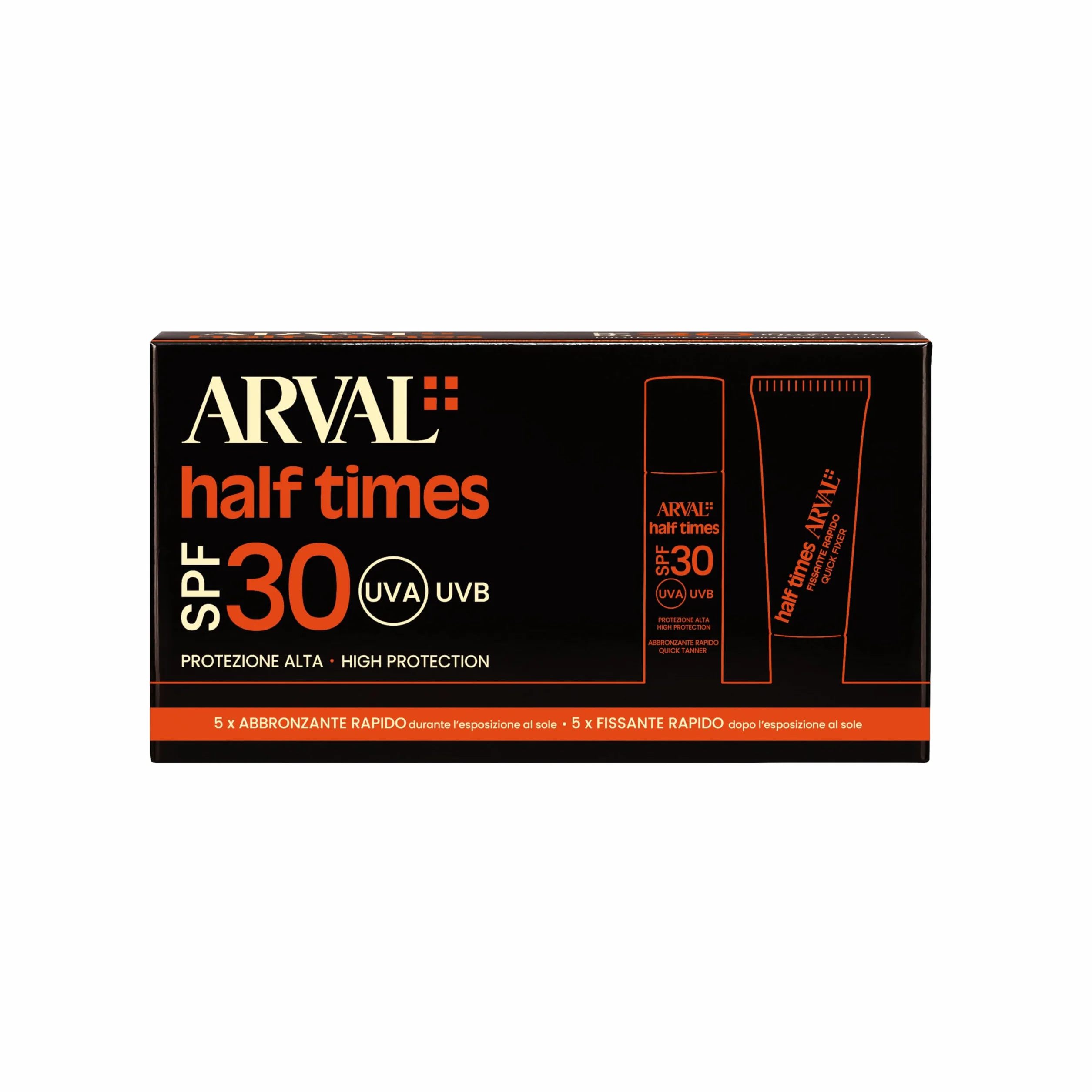Arval Half Times SPF 30, Abbronzante rapido & Fissante Rapido 5 fl + 5 tb