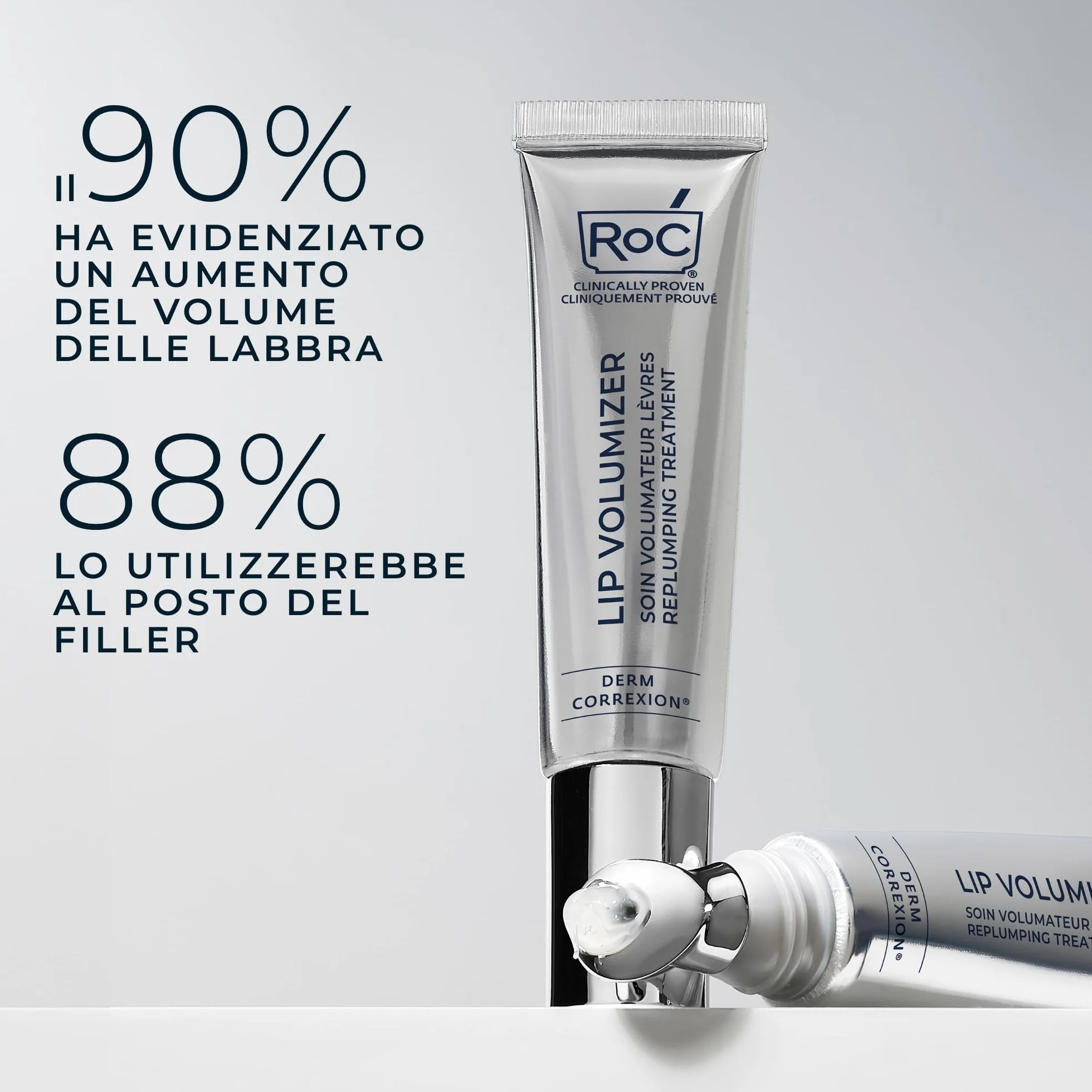 RoC Derm Correxion Volumizzante Labbra Balsamo Rimpolpante con Acido Ialuronico e Peptidi di Collagene 10 ml