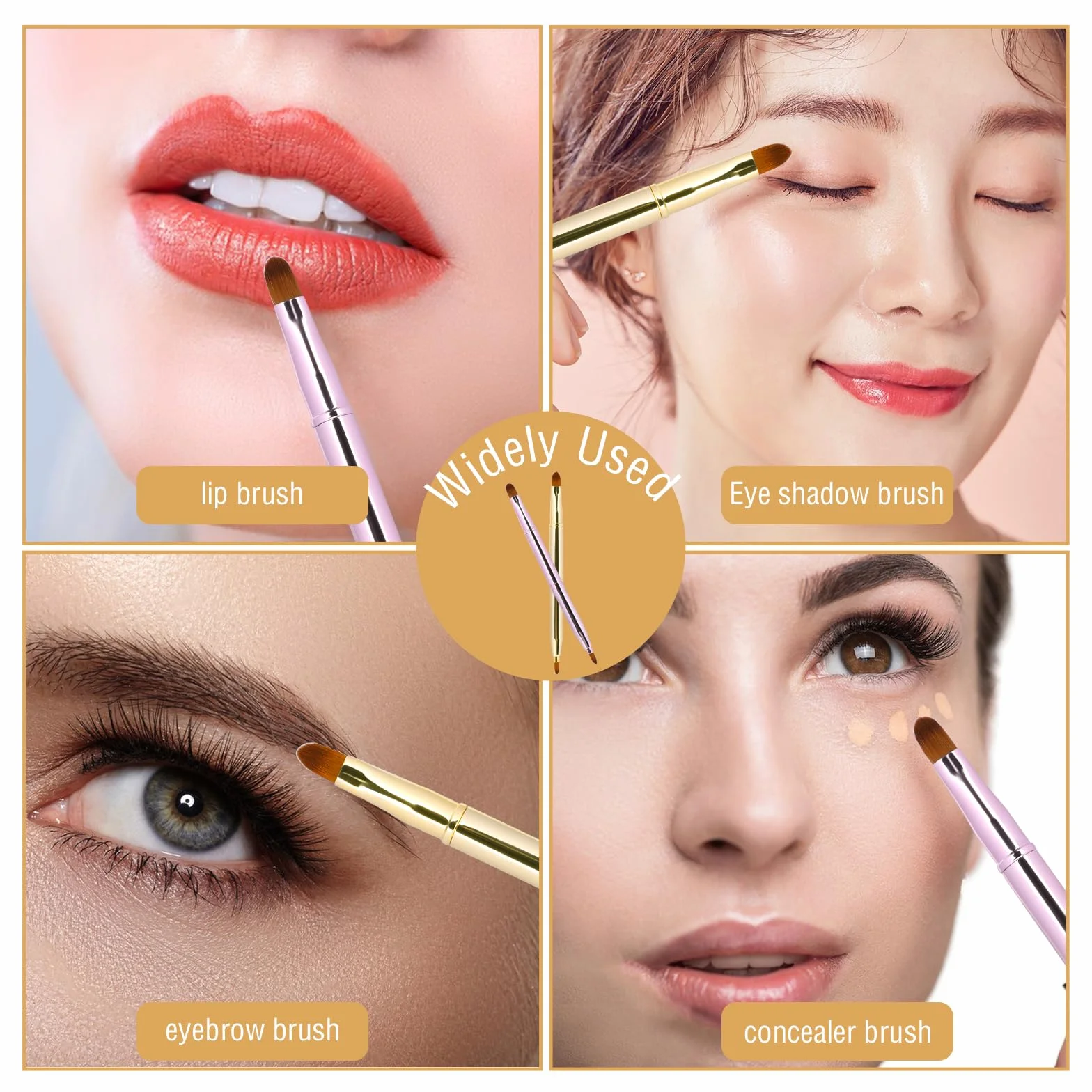 Confezione da 2 pennelli retrattili per labbra, rossetto, lucidalabbra, doppia estremità, pennelli da trucco con tappo, pennello per rossetto, applicatore da viaggio