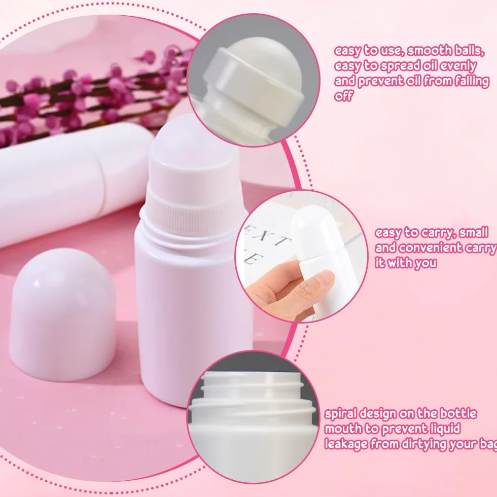 4 Pz Bottiglie a Rullo in Plastica Bottiglie Vuote con Sfera a Rullo da 50ml Contenitori Deodoranti Fai da Te con Sfera a Rullo per Aromaterapia, Profumi, Deodorante e Cosmetici