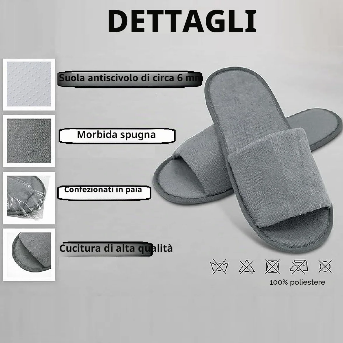 Pantofole Hotel Ciabattine Spa Morbide Punta Chiusa Antiscivolo Pile Corallo Unisex Portatili 4 Paia