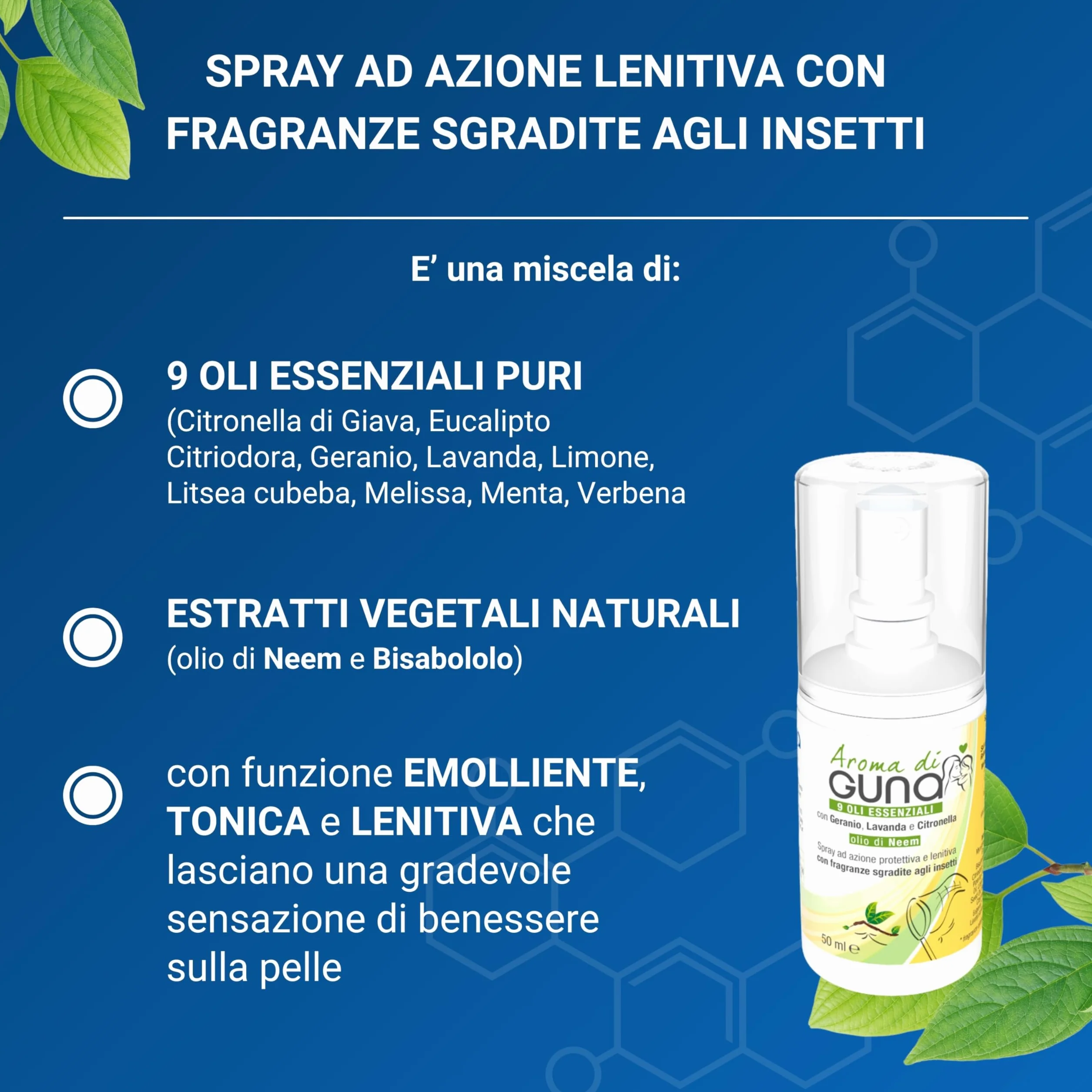 GUNA Aroma di Guna 50 ml Spray Repellente Insetti Oli Essenziali Lenitivi