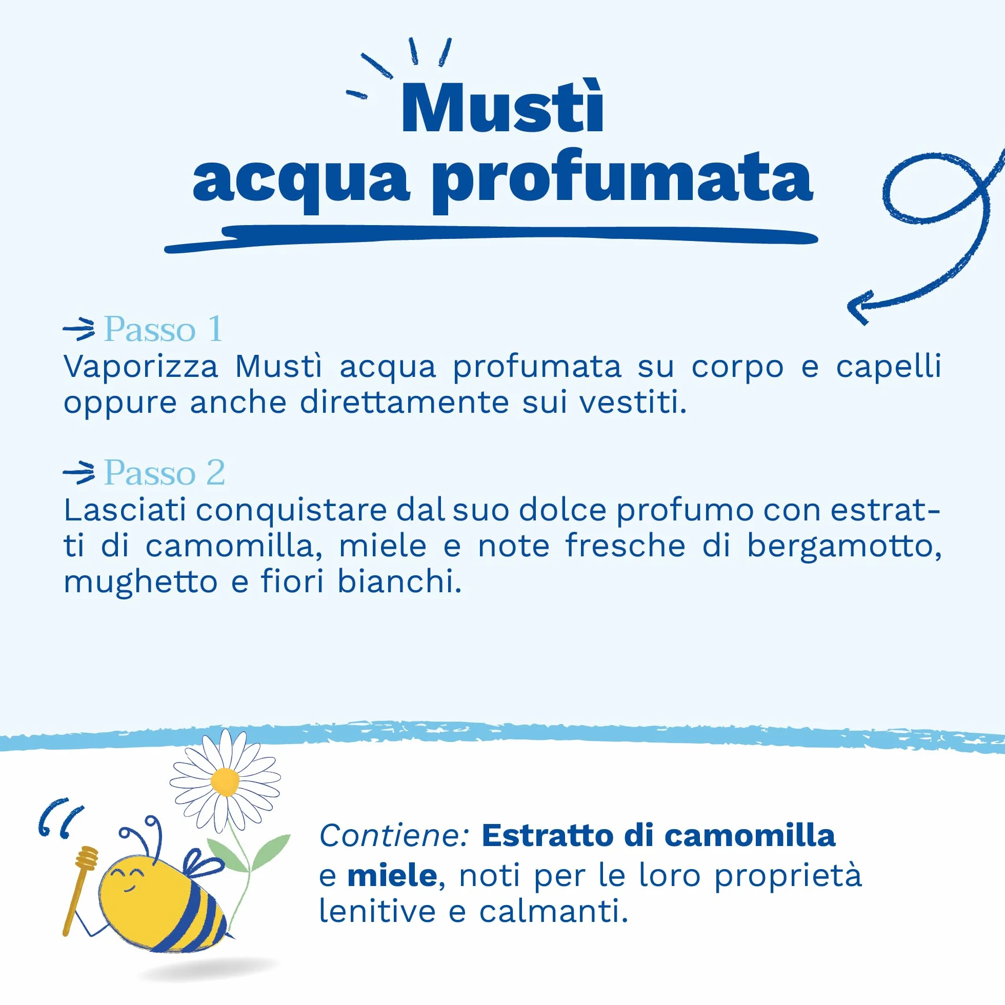 Mustela Acqua Profumata Senza Alcool Camomilla Miele Corpo Capelli 50ml