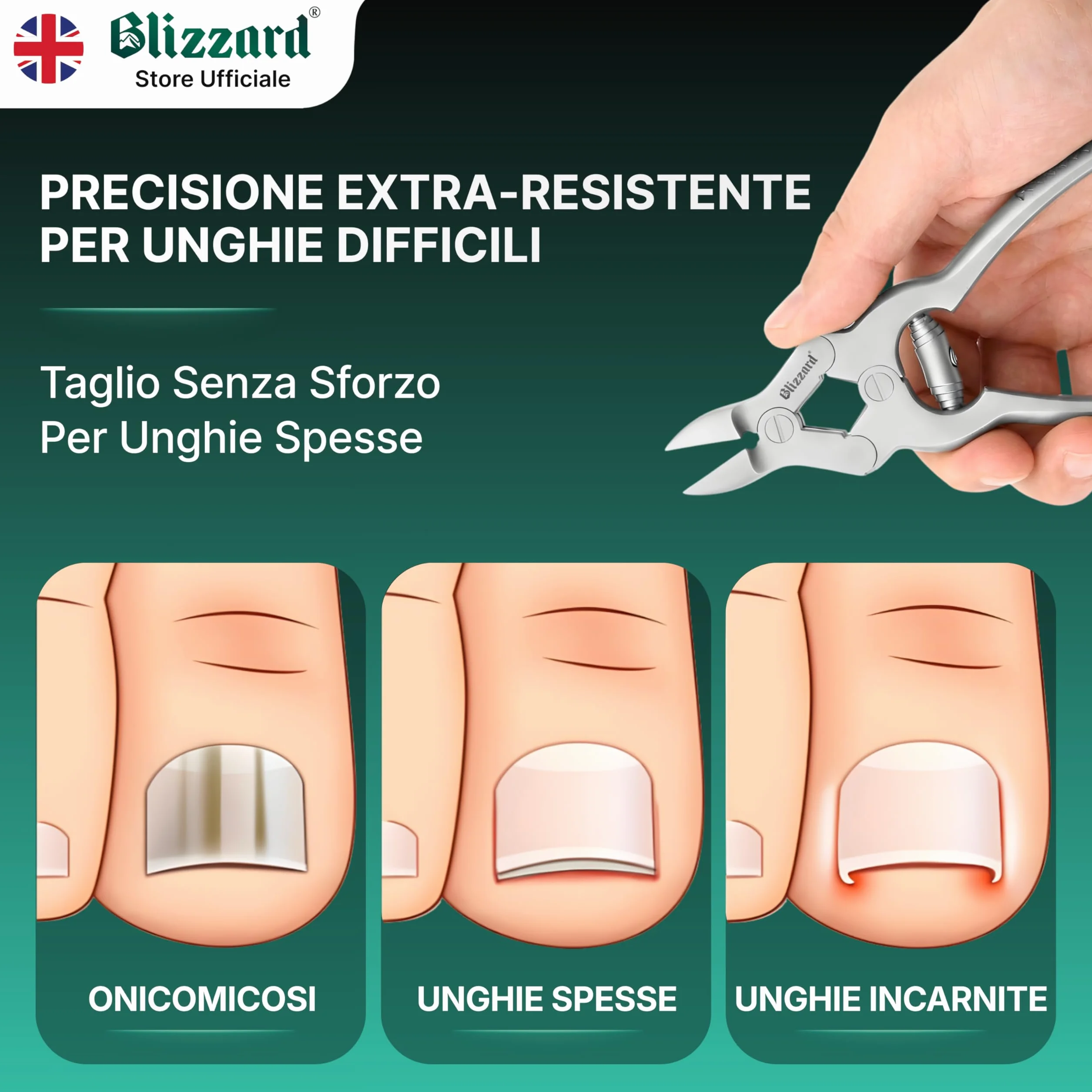 Blizzard Tronchese Unghie Piedi Professionale in Acciaio Inox 15cm Molla a Barilotto
