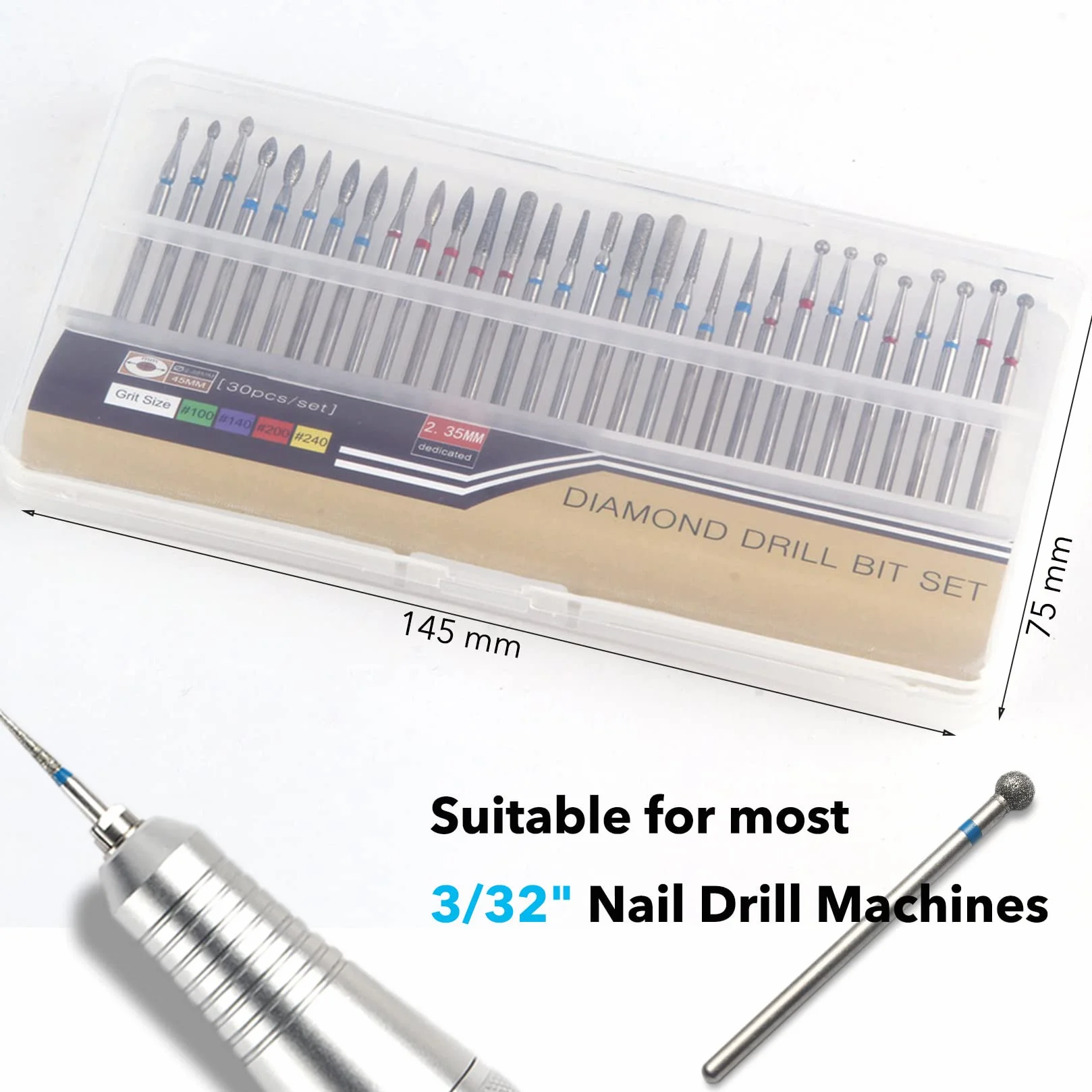 Punte Fresa Unghie Homeet 30pcs Set Acciaio al Tungsteno Diamante per Trapano Elettrico