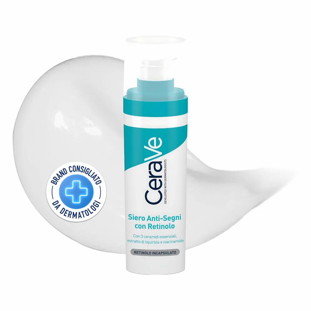 CeraVe Siero Anti-Segni con Retinolo, Per Segni Post-Imperfezioni e Pori Dilatati, Pelle Morbida e Levigata, Con Retinolo Incapsulato, Acido Ialuronico, Liquirizia, Ceramidi e Niacinamide, 30 ml
